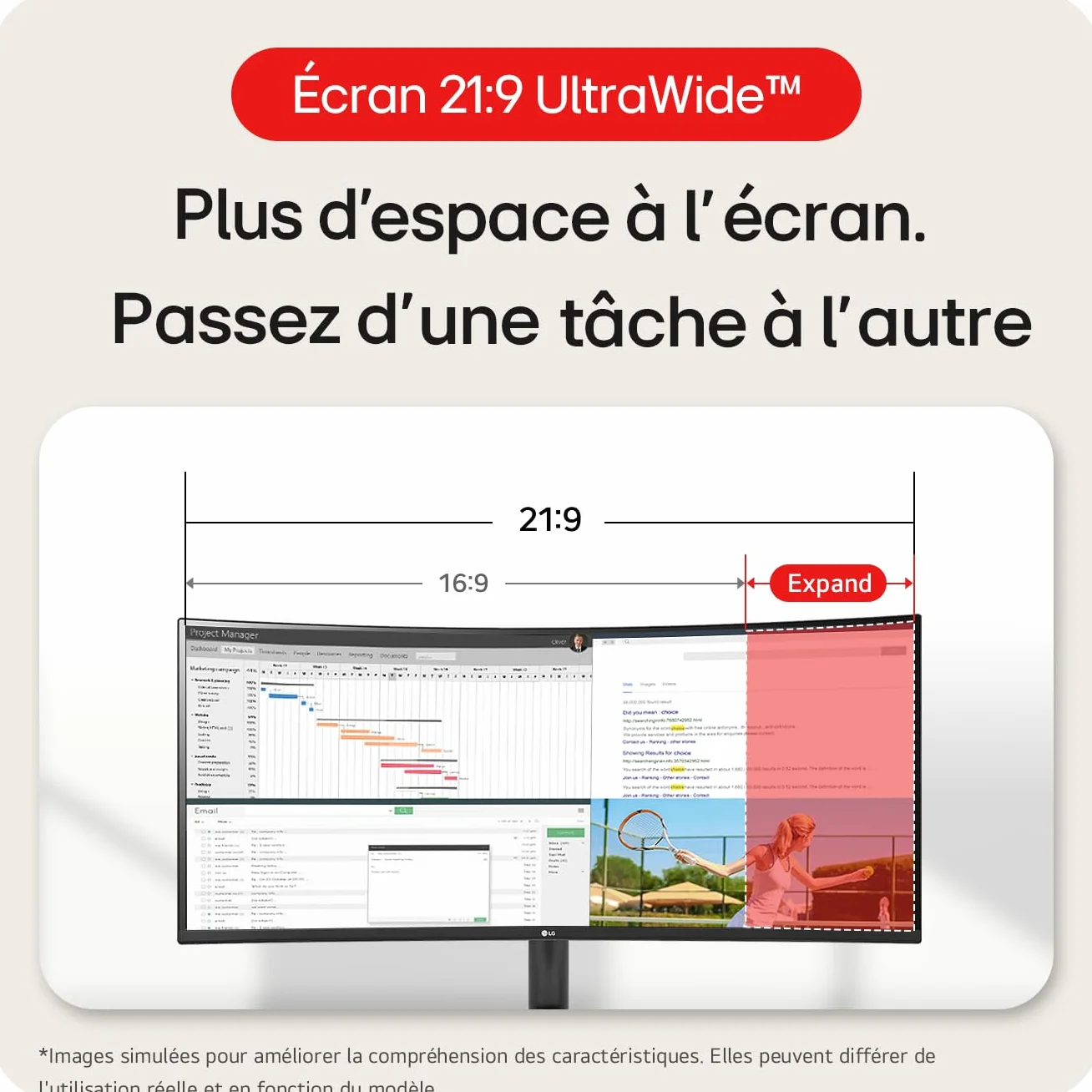 LG UltraWide 34WR50QK-B Ecran PC 34" VA QHD 3440x1440 100Hz HDR10 sRGB 90% Inclinable