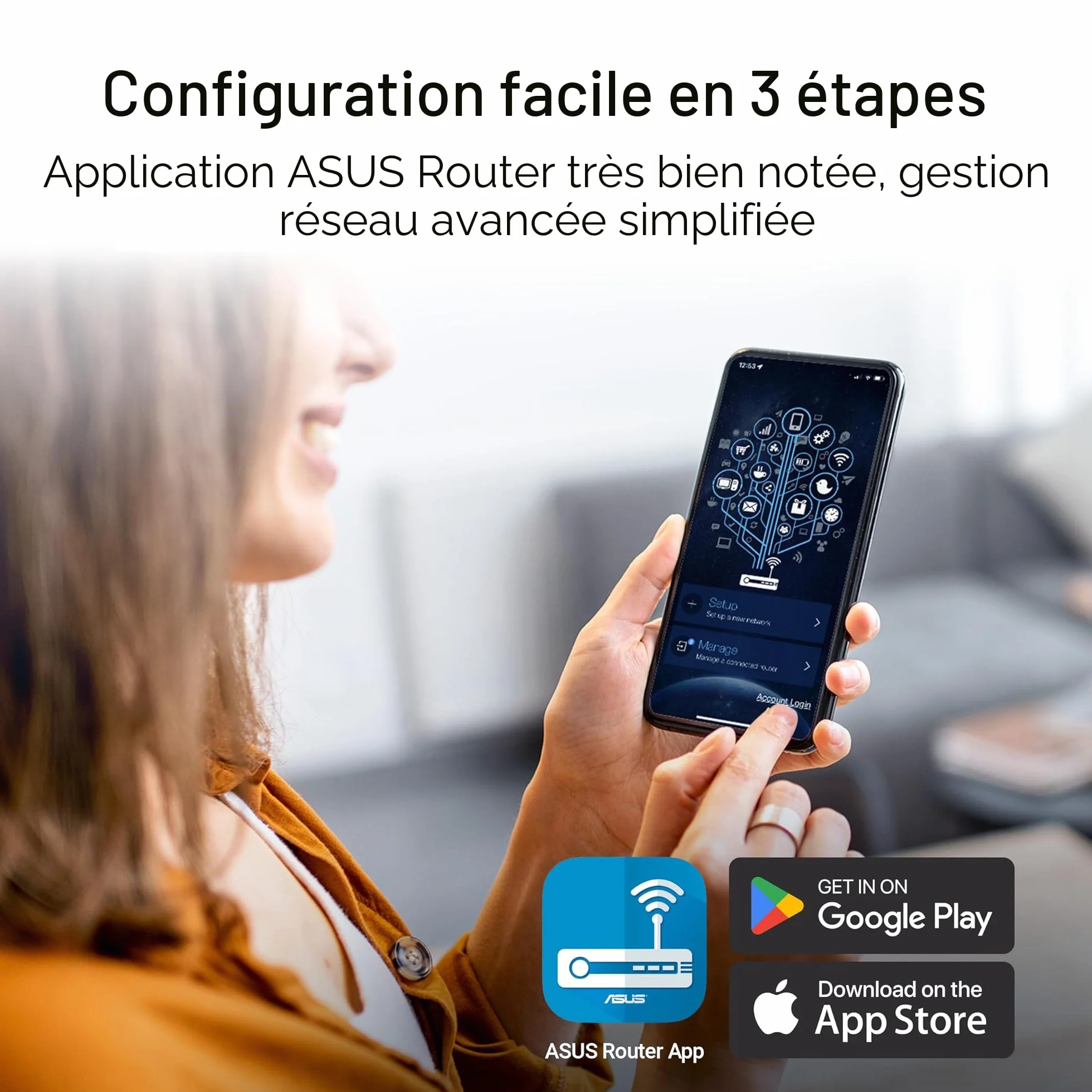 ASUS RT-BE58U V2 Routeur Wi-Fi 7 Double Bande 4K-QAM MLO Port WAN/LAN 2.5G Quatre Ports 1G Sécurité Réseau Niveau Commercial Contrôle Parental IoT VPN