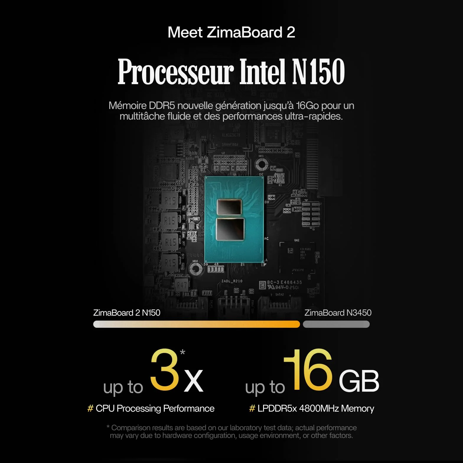 ZimaBoard 2 1664 Serveur Domestique x86 Monocarte Mini NAS Intel N150 Quad-Core 16GB LPDDR5 RAM PCIe 3.0 Double Port LAN 2.5G Barebone Stockage Réseau