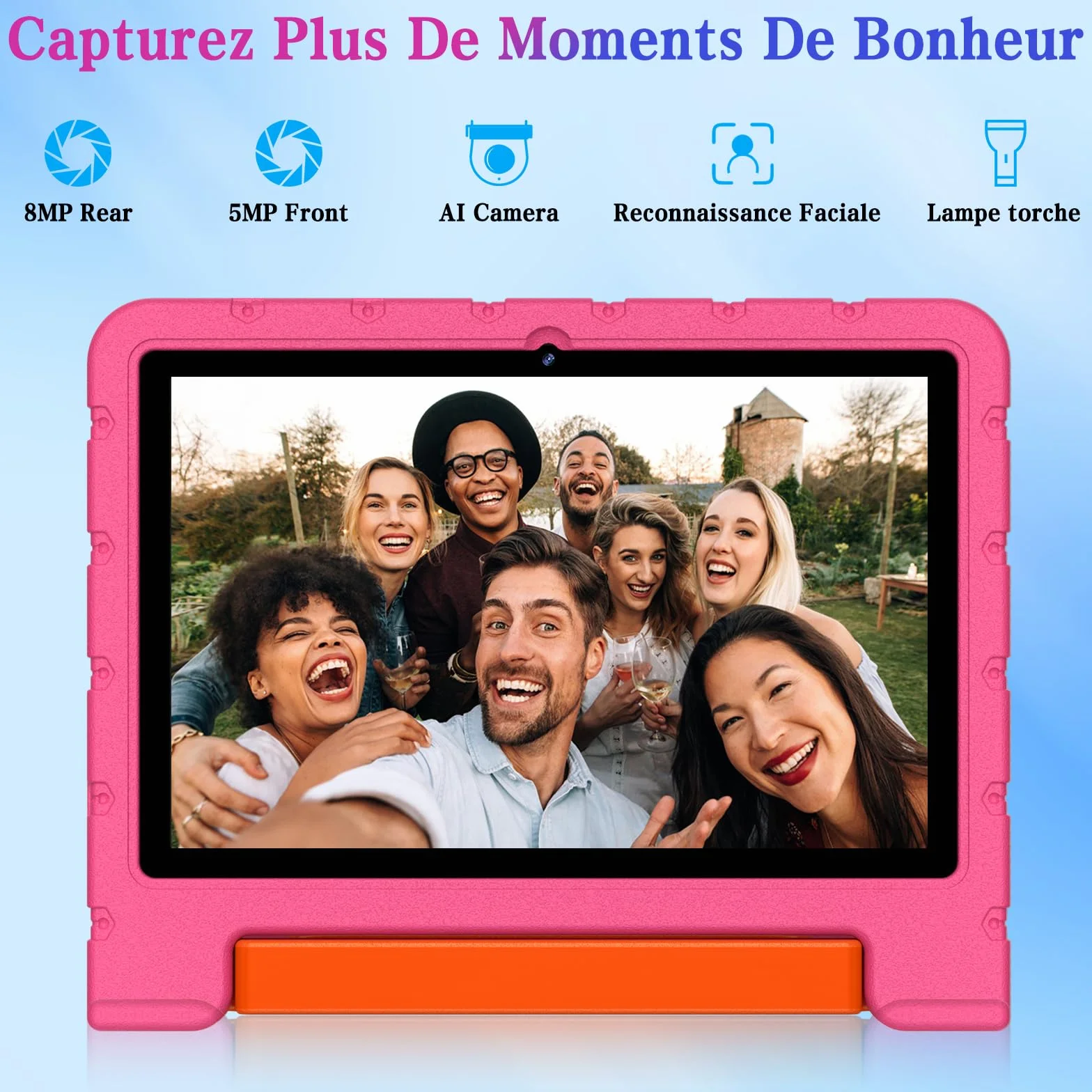 Tablette Enfants 10 Pouces Android 15 30Go RAM 64Go ROM TF 2To 5G WiFi Octa-Core Widevine L1 Face ID Contrôle Parental 6000 mAh BT 5.0