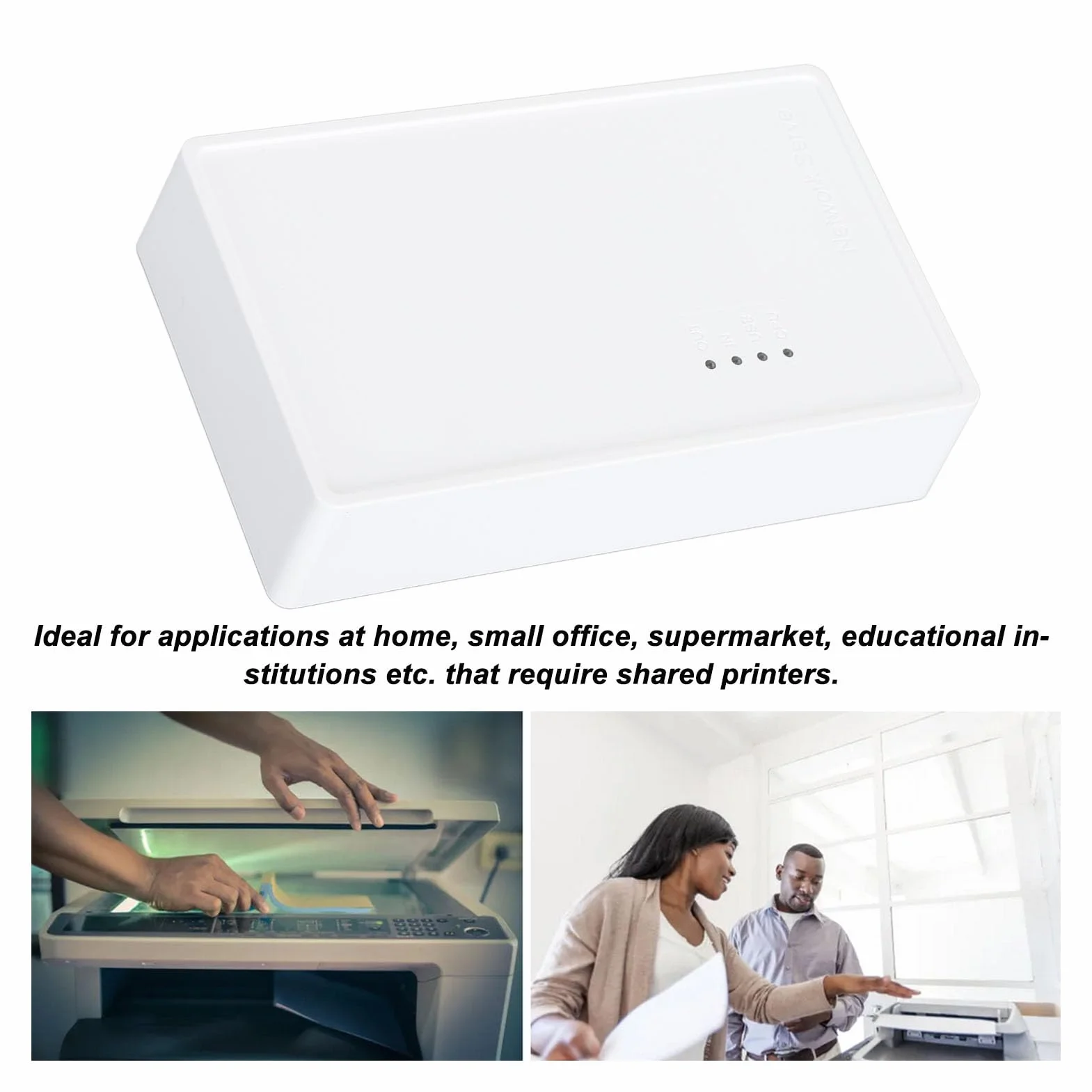 Ciciglow Serveur d'impression sans fil USB 2.0 480 Mbps Pont LAN 10/100 Mbps