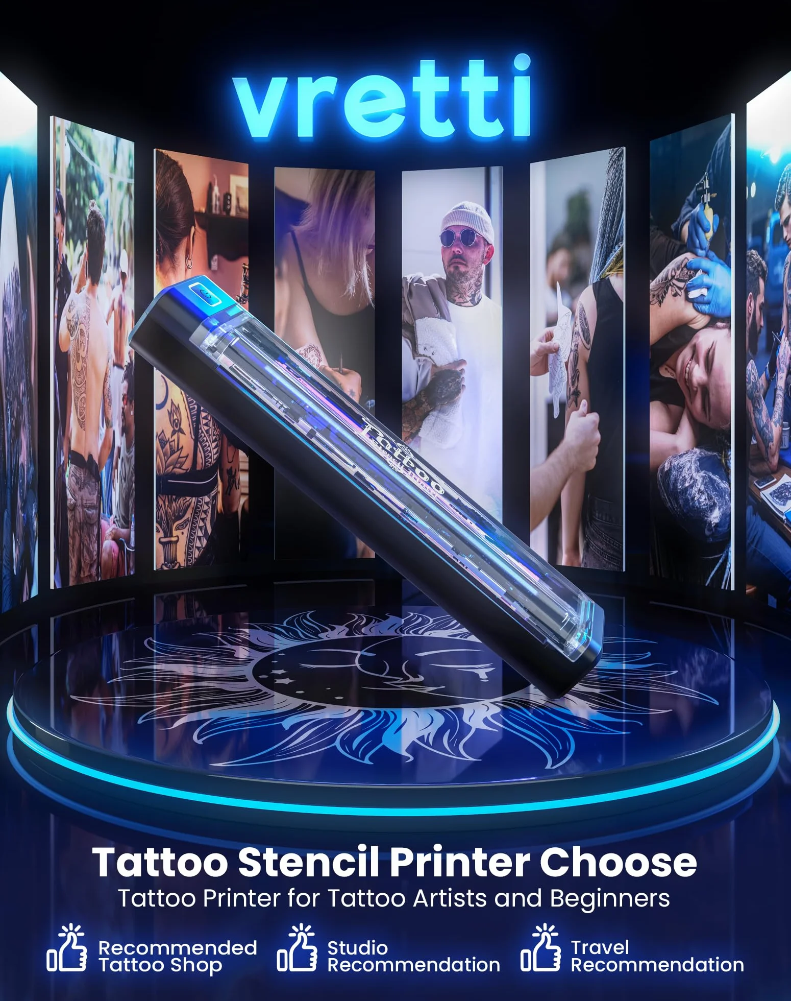 vretti Thermocopieur Tatouage Bluetooth P84, 5 Feuilles A4 Papier Transfert Imprimante, Machine Copieur iOS Android Mac