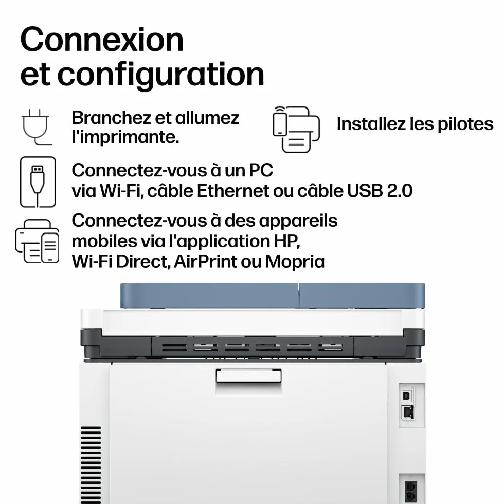 HP Color LaserJet Pro 3302fdw Imprimante Multifonction A4 Recto/Verso Automatique Couleur 25 ppm USB Wi-Fi Fax Copie ADF Bleue