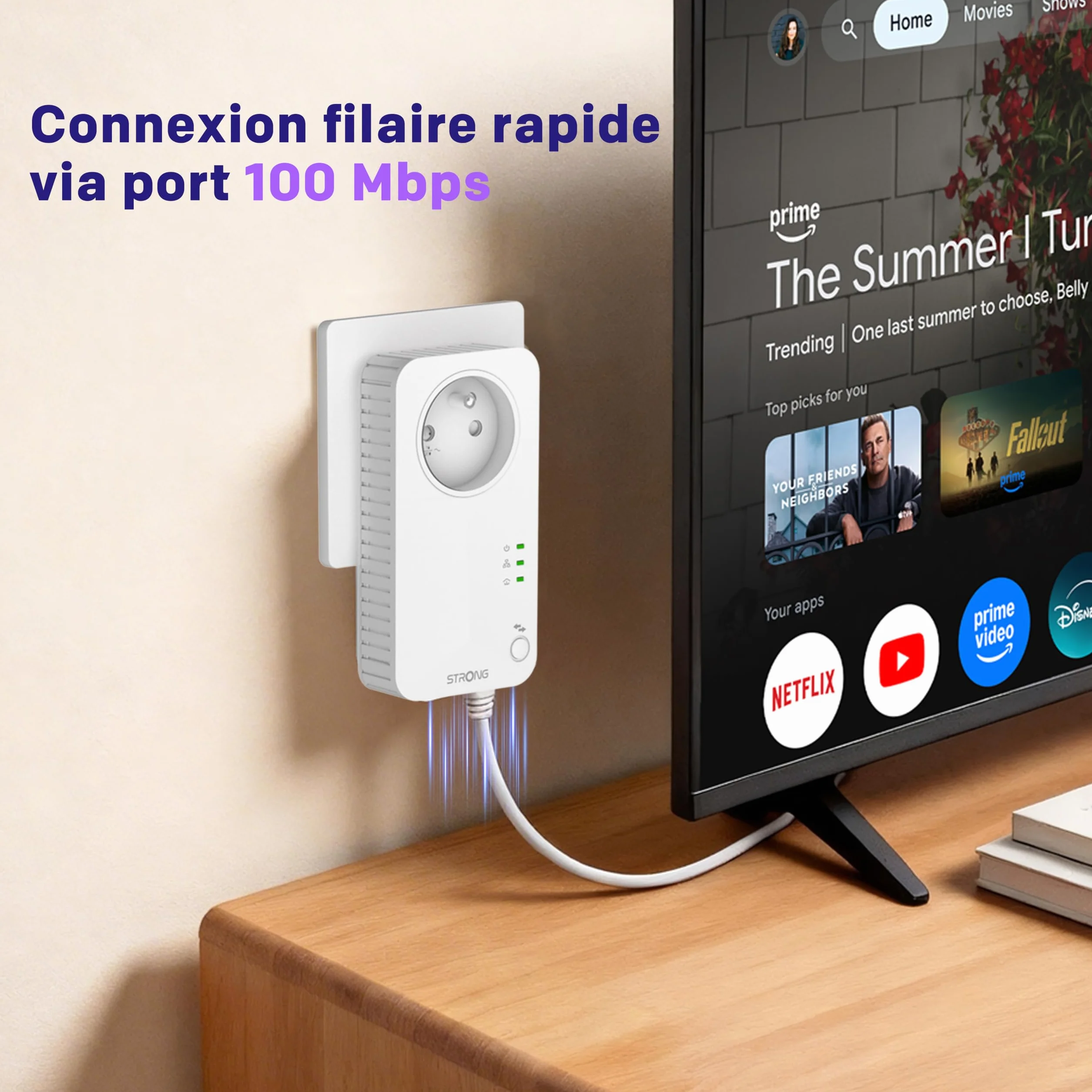 STRONG Powerline 600 Kit Duo Prises CPL 600 Mbps Compatible Toute Box Routeur Port Ethernet Prise Filtrée