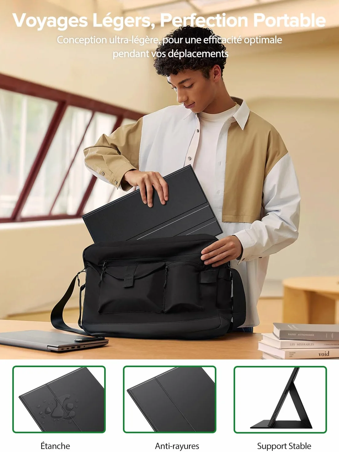 UPERFECT Écran Tactile Portable 15.6" 125% sRGB 2000:1 Contraste 1080P Moniteur Portable avec Étui en Cuir, Double USB C, Compatible VESA