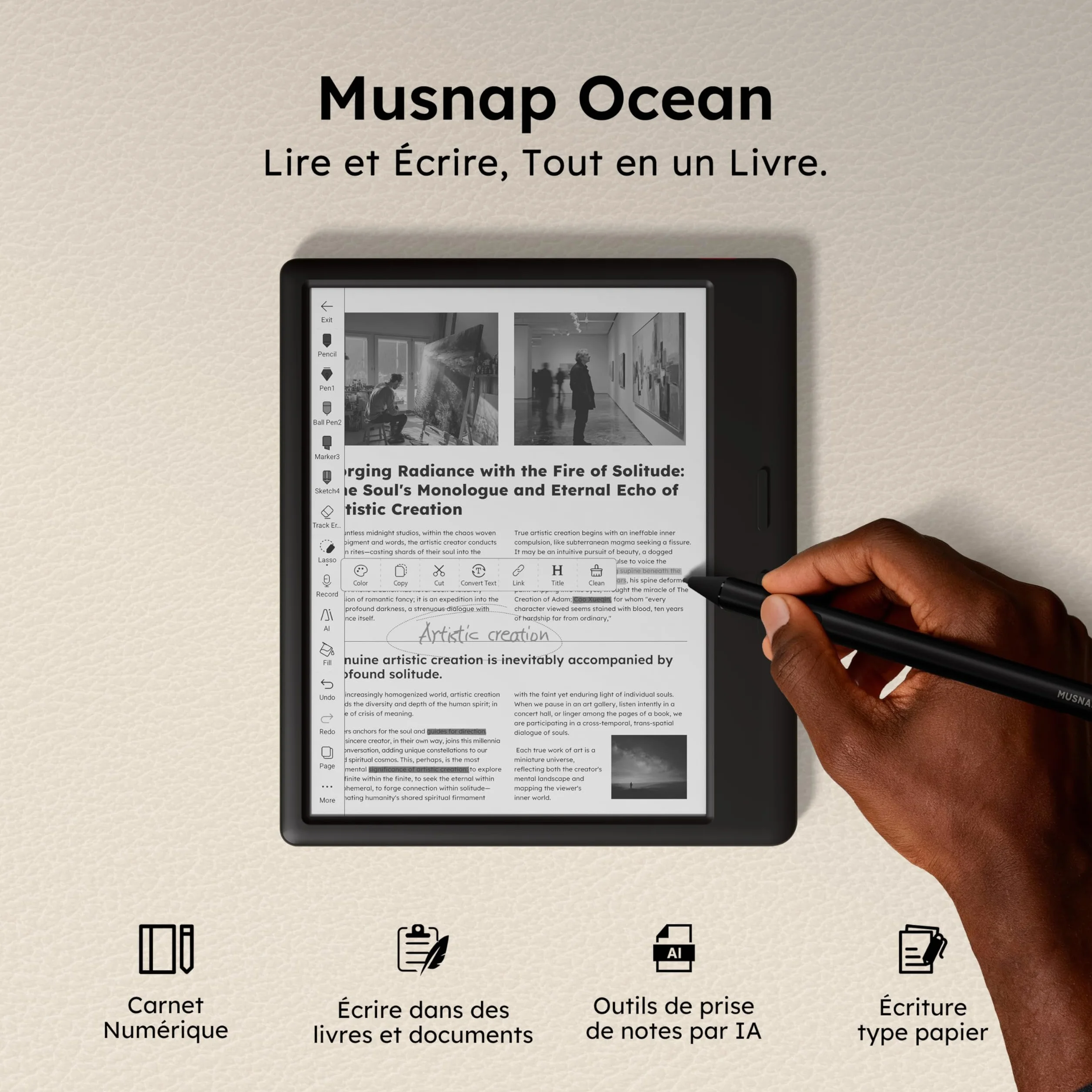 Ocean Lecteur eBook 64 Go + 4 Go 7" E-Ink tablette papier écran 17,8 cm batterie longue durée