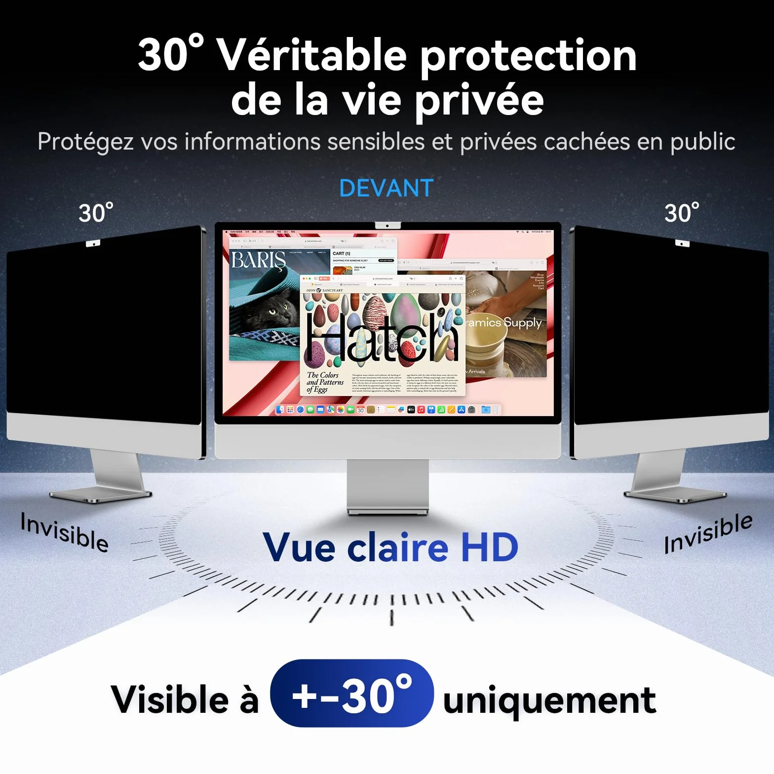 Filtre de Confidentialité pour iMac 27 Pouces Studio Display, Amovible Protection Anti Espion Lumière Bleue