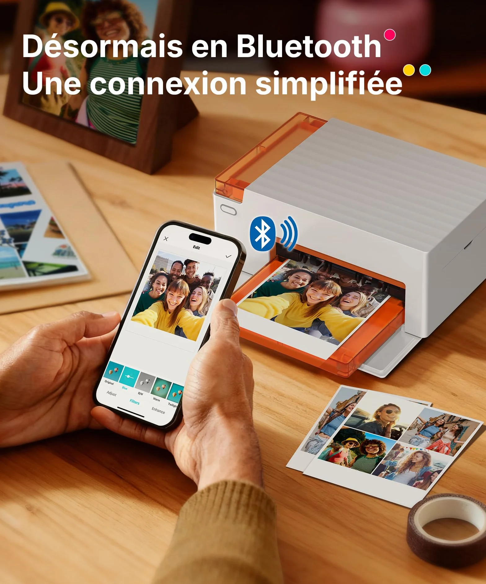 Liene Amber M110 Mini Imprimante Photo Portable Bluetooth Kit 60 Photos 10x15 cm 20 Autocollants 7,7 cm 2 Cartouches Thermosublimation