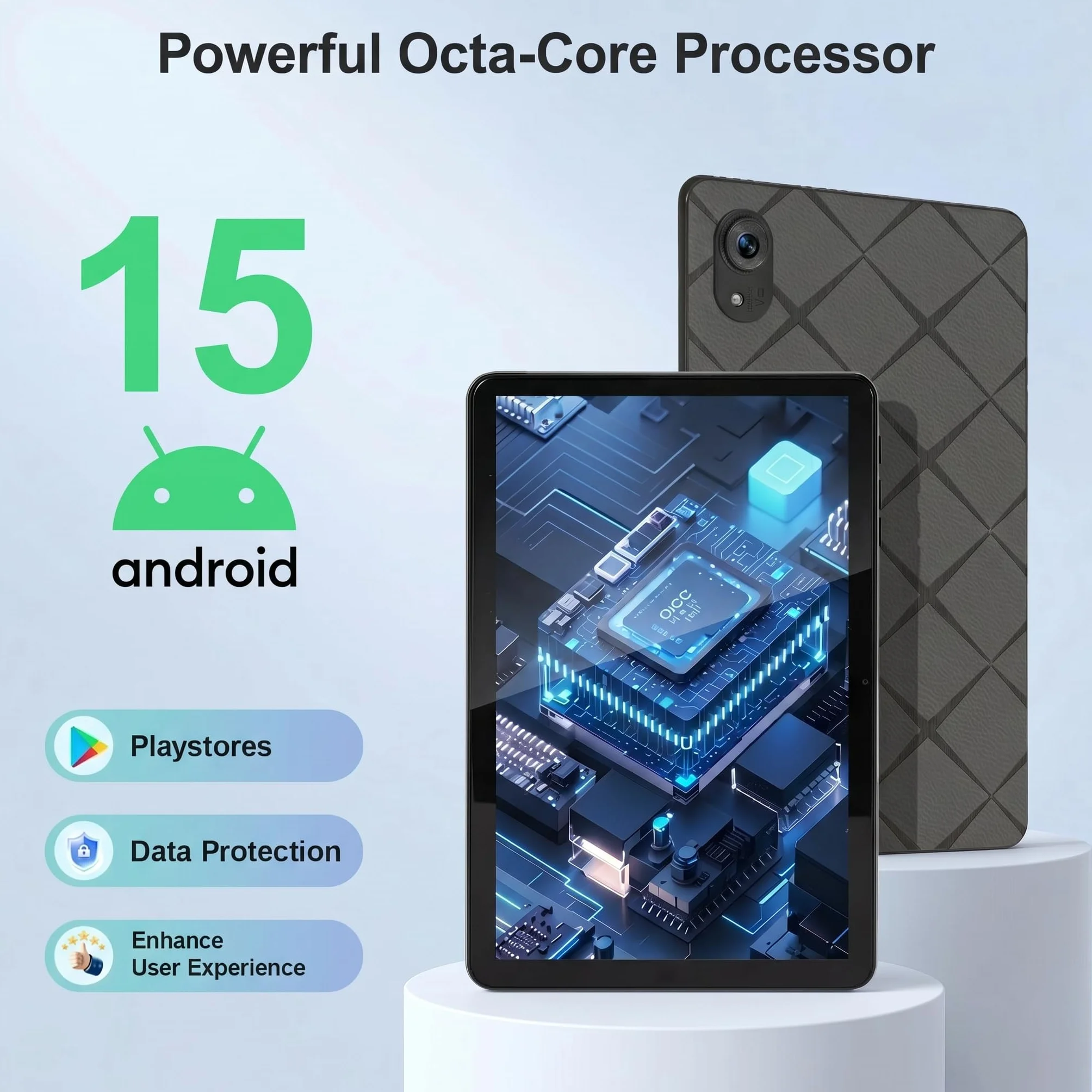 Tablette Android 15 HD 10 Pouces Octa-Core 30Go RAM 128Go ROM Wi-Fi 5G 6000 mAh Vert