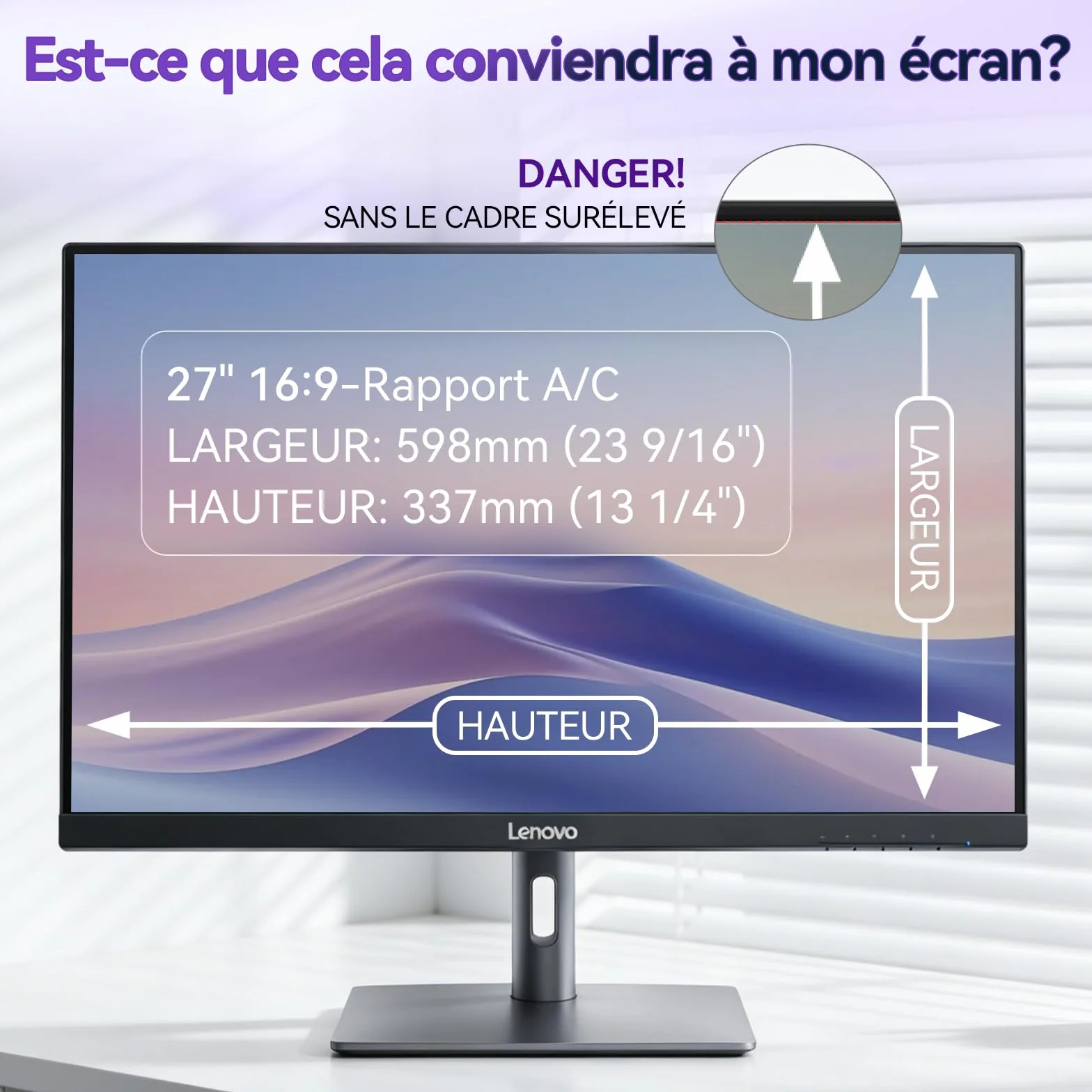 Lot de 2 Filtres de Confidentialité Magnétiques 27 Pouces pour Moniteurs 16:9, Anti Lumière Bleue, Anti Reflets