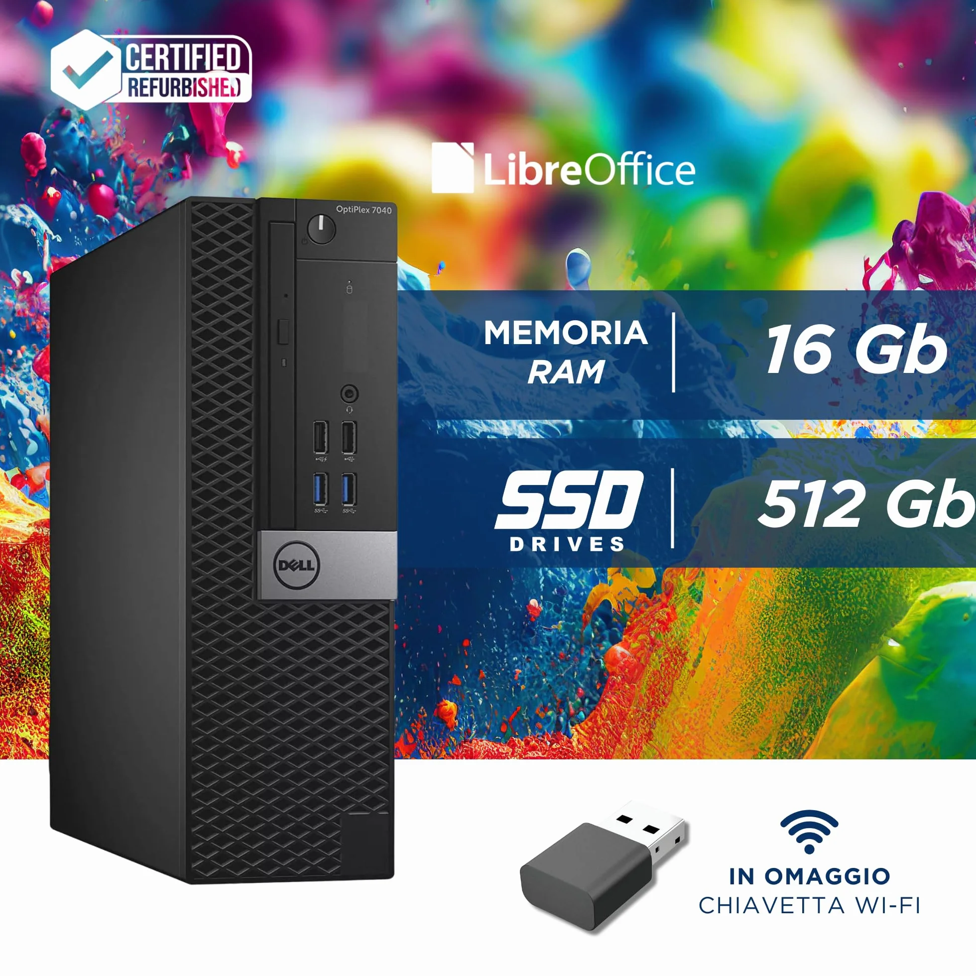 Dell PC de Bureau Intel i7-6700 4 Core 3,4 GHz RAM 16 Go SSD 512 Go Reconditionné