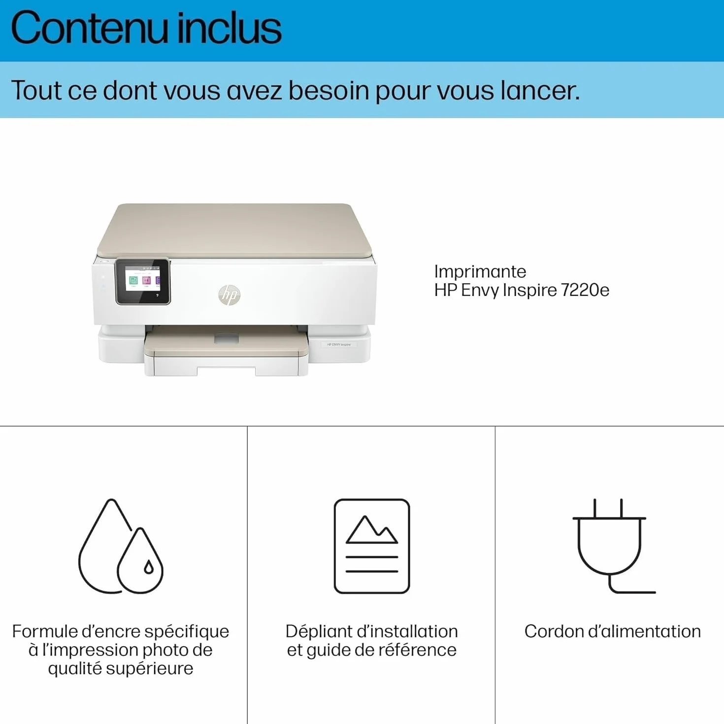 HP Envy Inspire 7220e Imprimante Multifonction Jet d'Encre A4 Couleur Recto Verso Automatique Wi-Fi