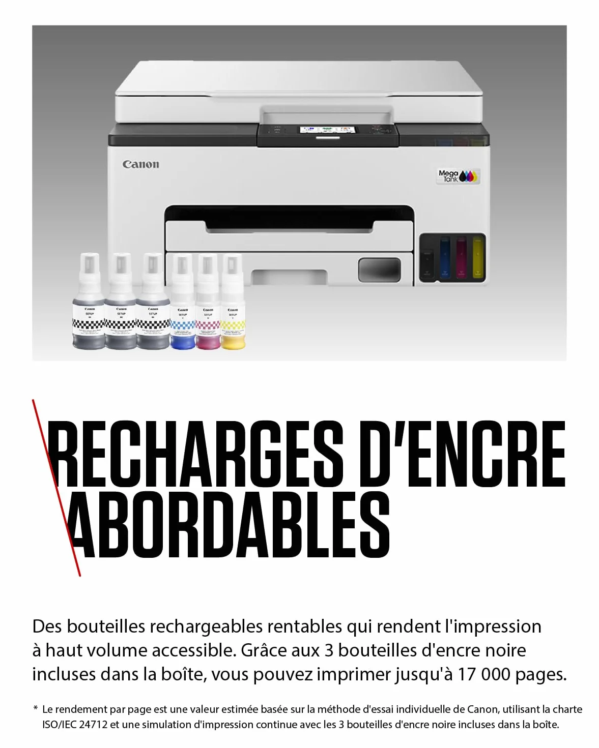 Canon MAXIFY GX1051 Imprimante A4 Couleur Jet d'encre MegaTank Tout-en-Un Wi-Fi Ethernet USB 6 Bouteilles d'encre