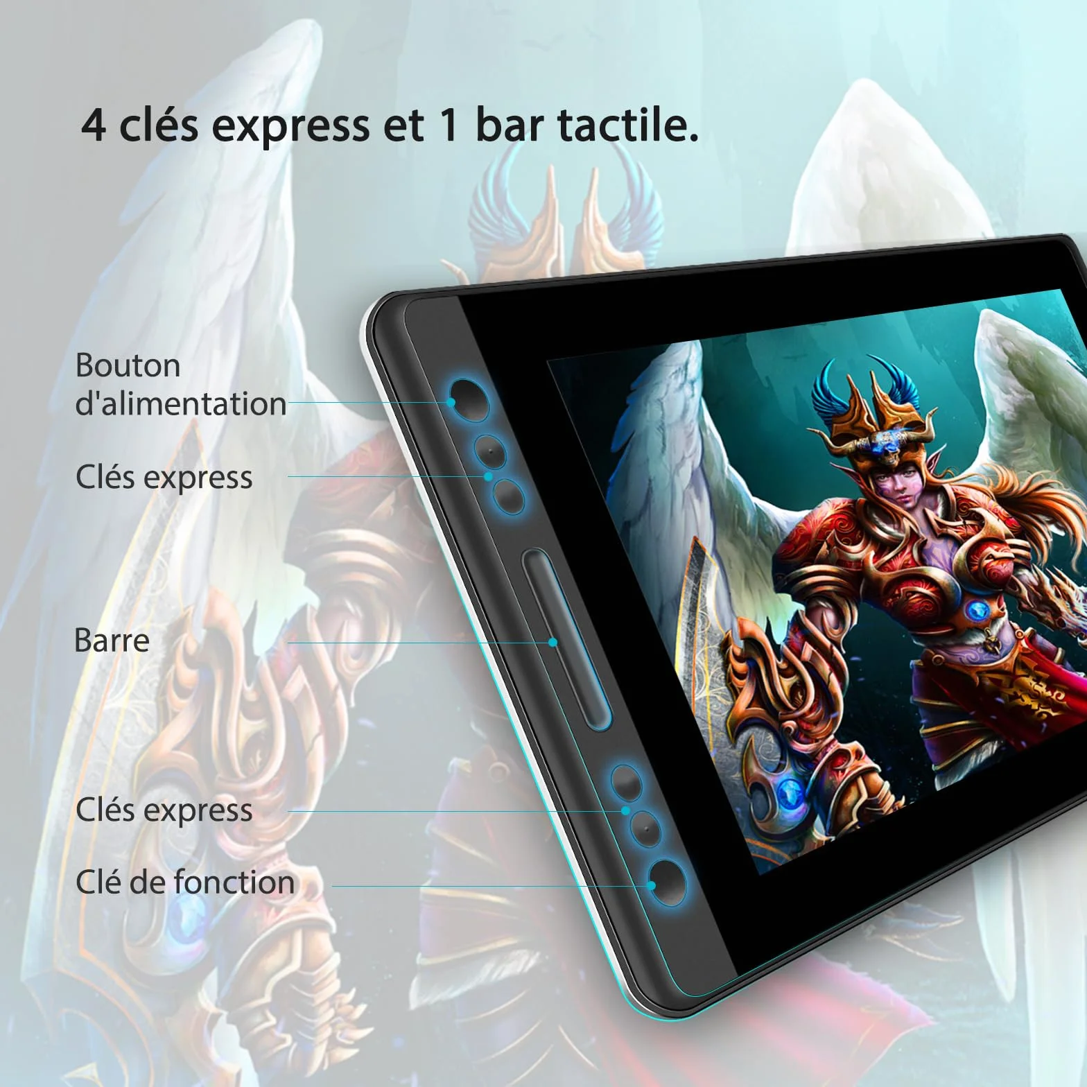 HUION KAMVAS Pro 13 Tablette Graphique Écran HD 13.3 Pouces Moniteur Dessin Compatible Chromebook Windows Mac