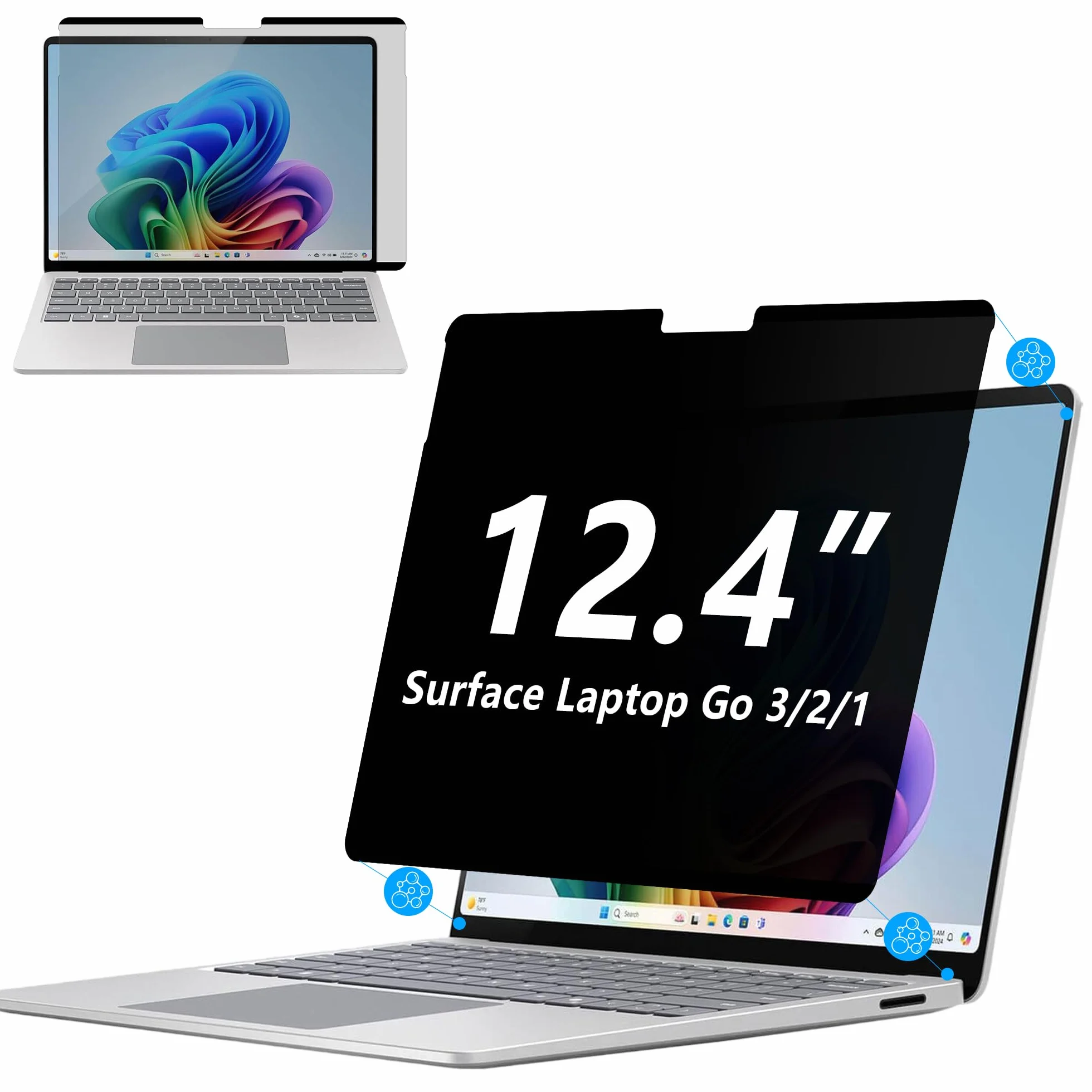 Adeway Film de protection d'écran anti-reflet pour Surface Go 3/2/1 12,4" magnétique anti-espion