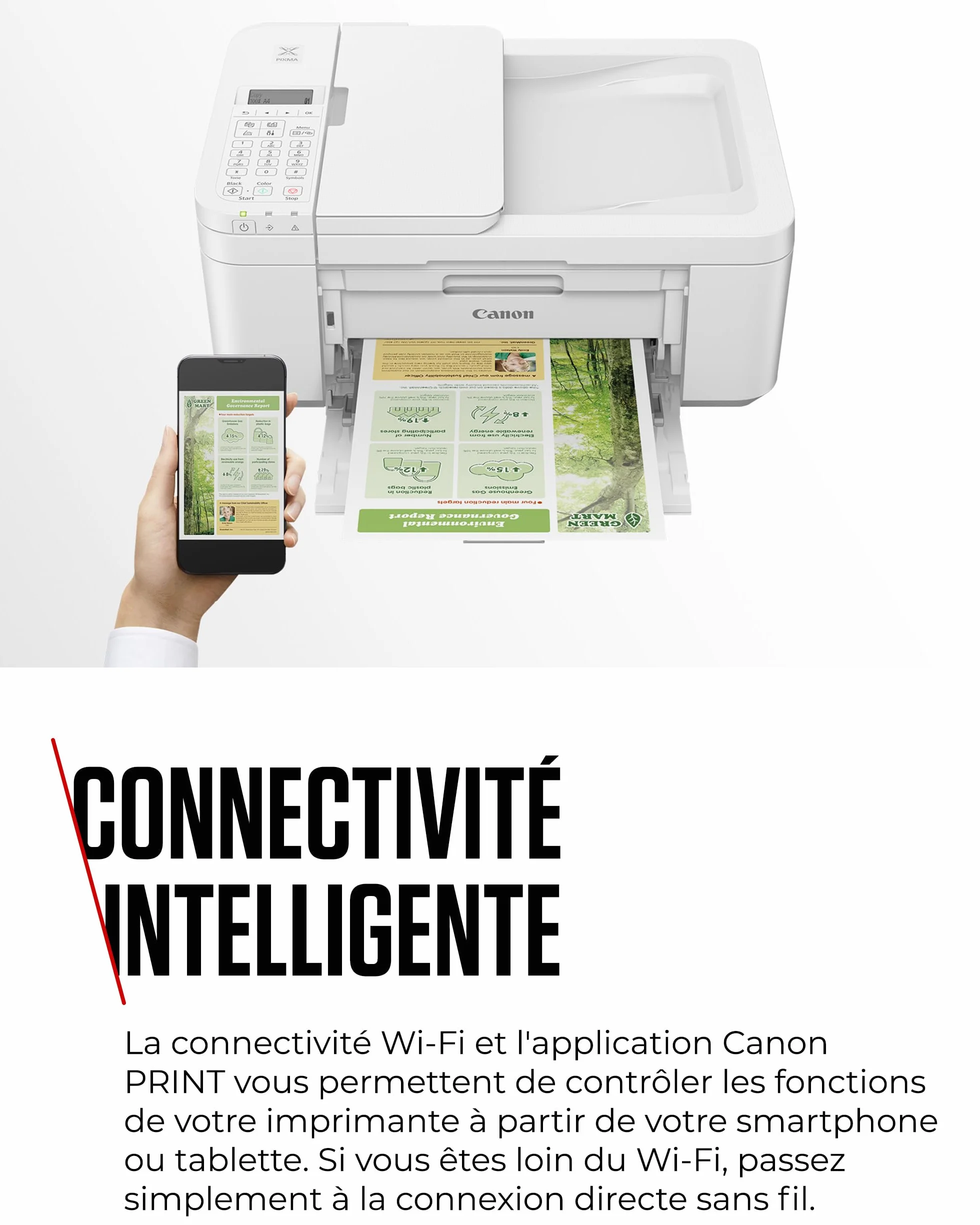 Canon PIXMA TR4750i Imprimante Couleur 4-en-1 WiFi Recto-Verso, CAD 20 Feuilles, Compatible PIXMA Print Plan