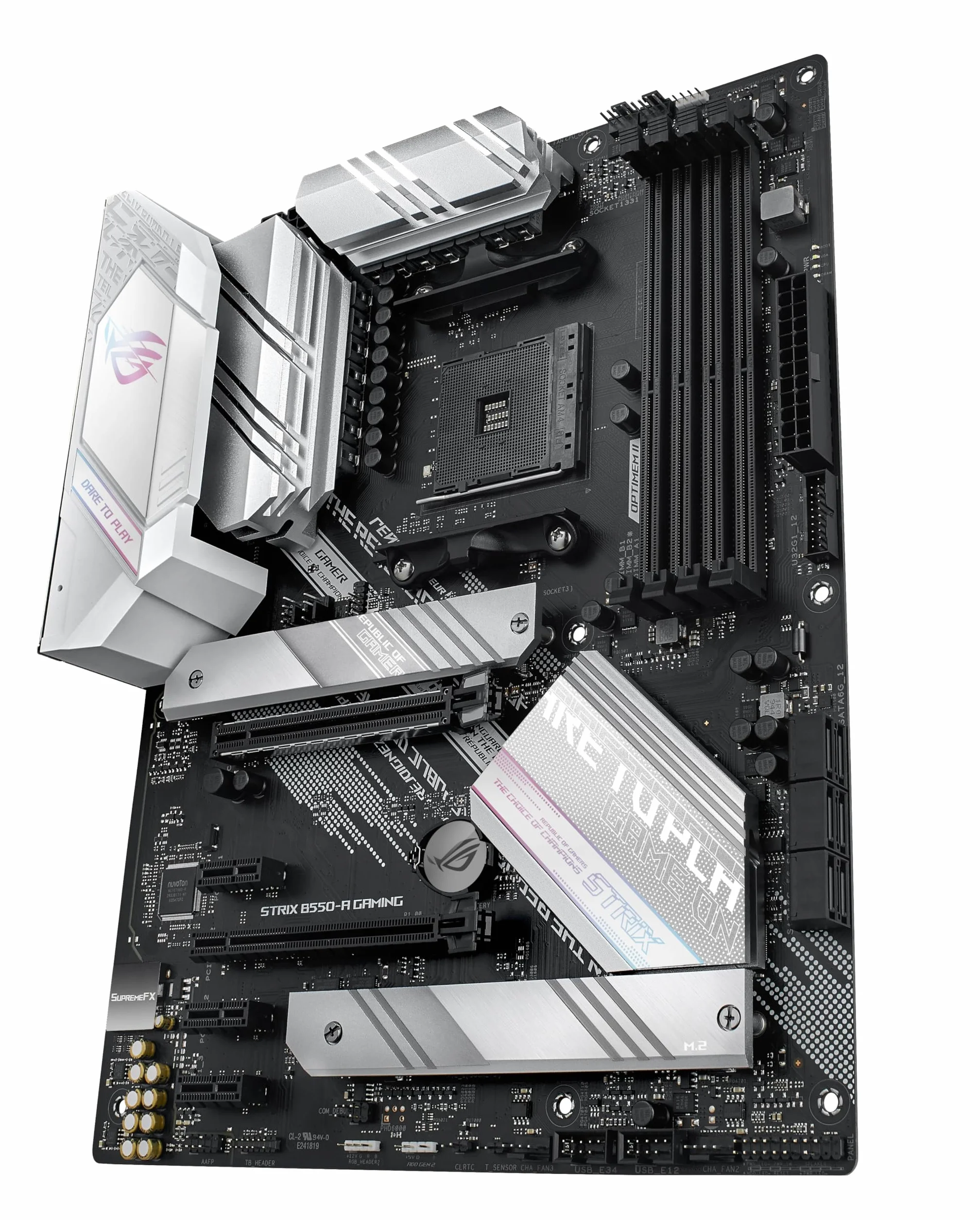 ASUS ROG Strix B550-A Gaming Carte mère AMD Ryzen AM4 ATX PCIe 4.0 14 phases d'alimentation Intel 2.5 Gb Ethernet 2xM.2 USB 3.2 Gen 2 Aura Sync