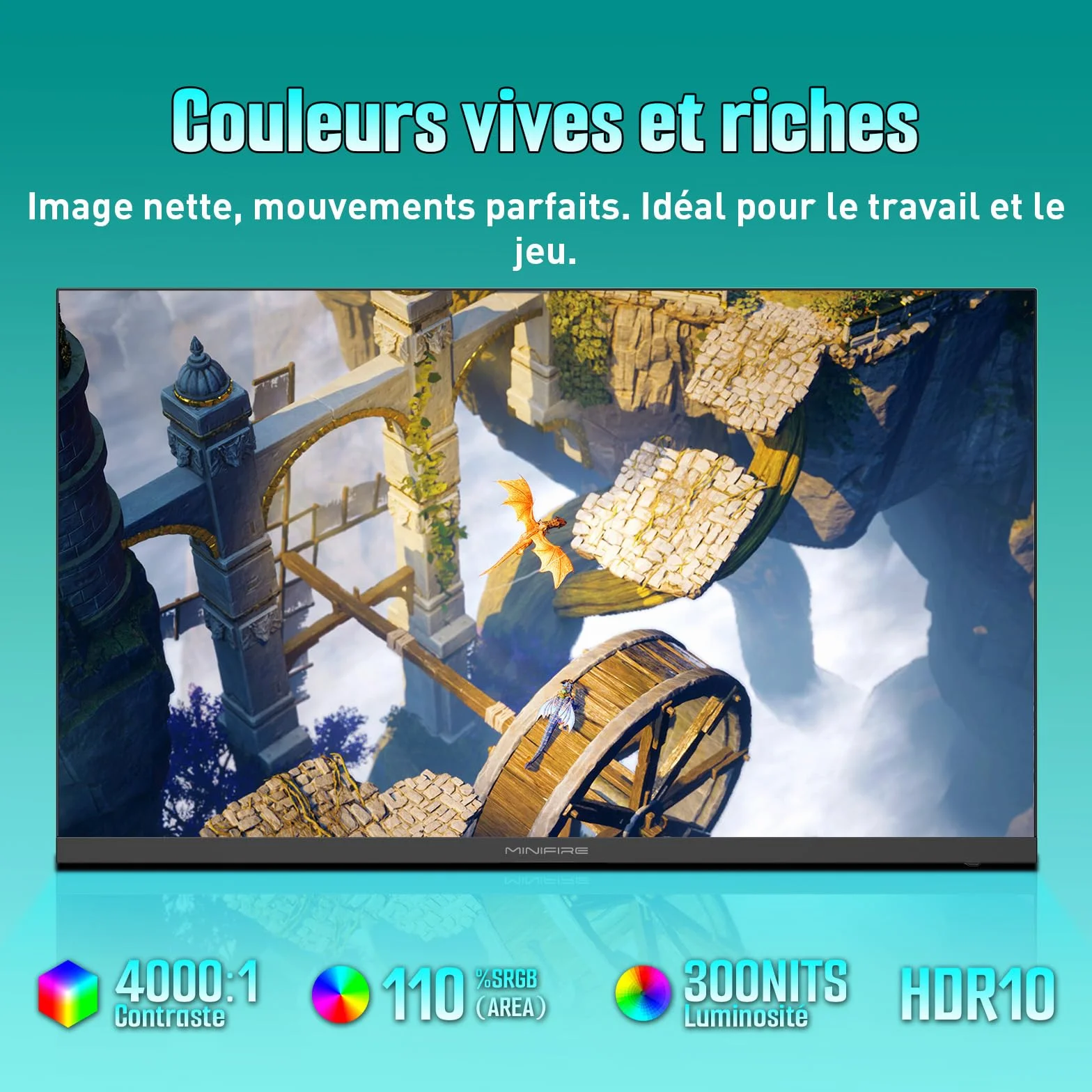 Minifire Écran PC Gamer 24 Pouces 200Hz 1ms FreeSync Full HD 1920x1080 HDMI 2.0 DP 1.4 MFG24F4H