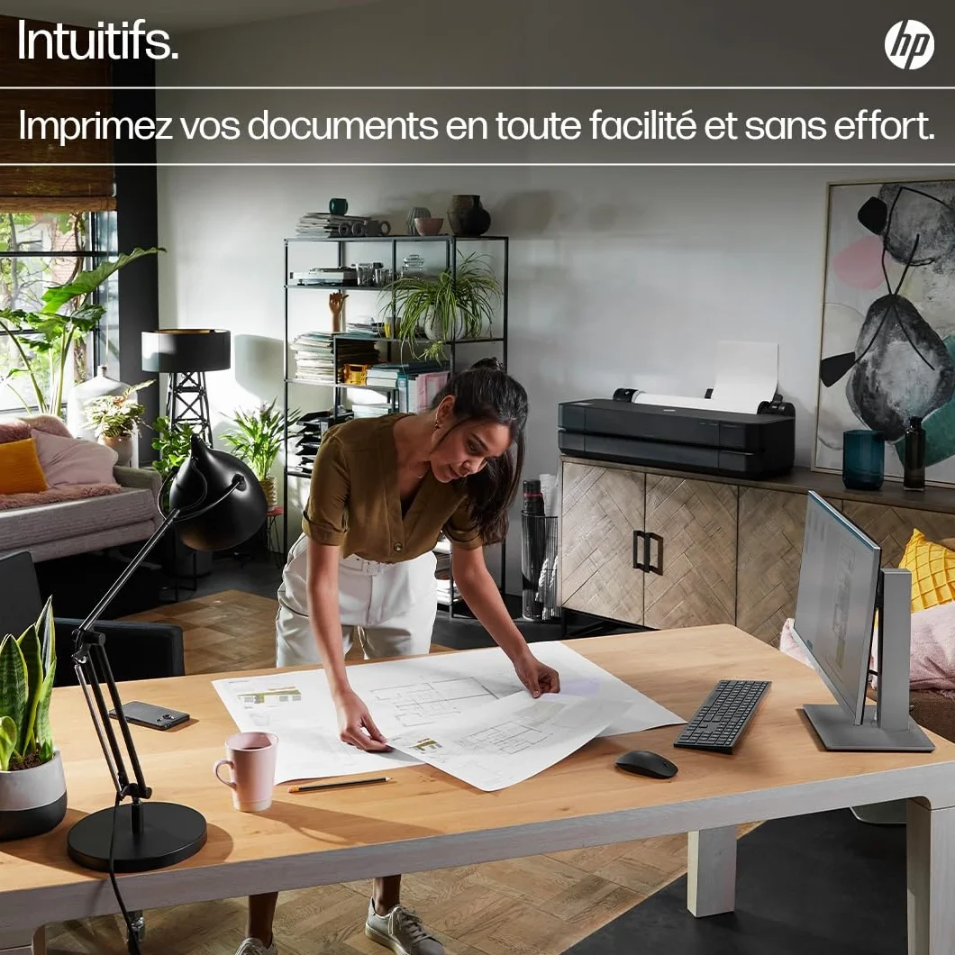 HP DesignJet T630 36 91cm Imprimante Grand Format Traceur A4-A0 76 Impressions A1/h Wi-Fi Ethernet USB 2400x1200dpi Noir