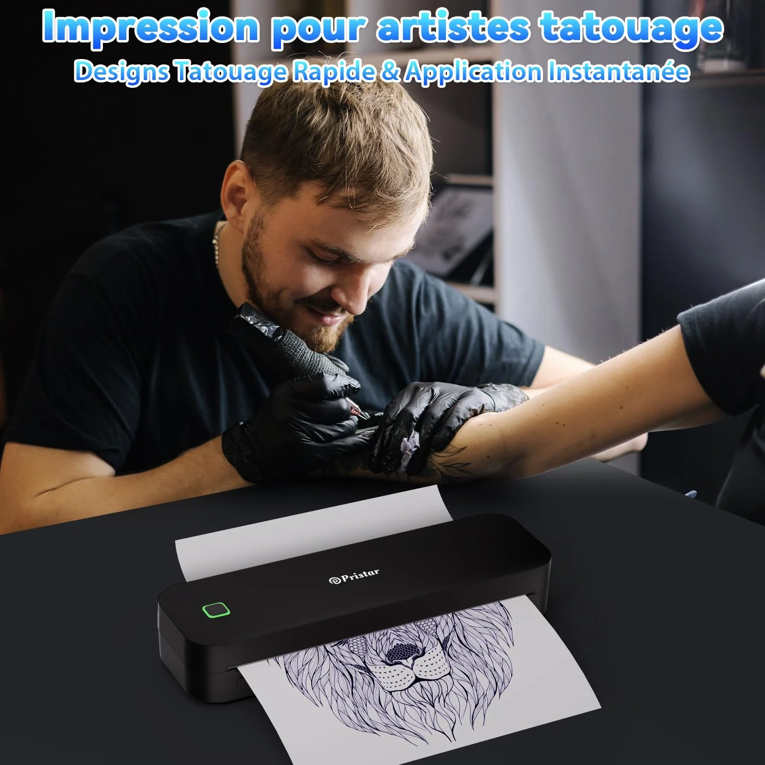Pristar D210 Imprimante Thermique A4 Portable sans Encre pour Voyages Bureau Maison Noir