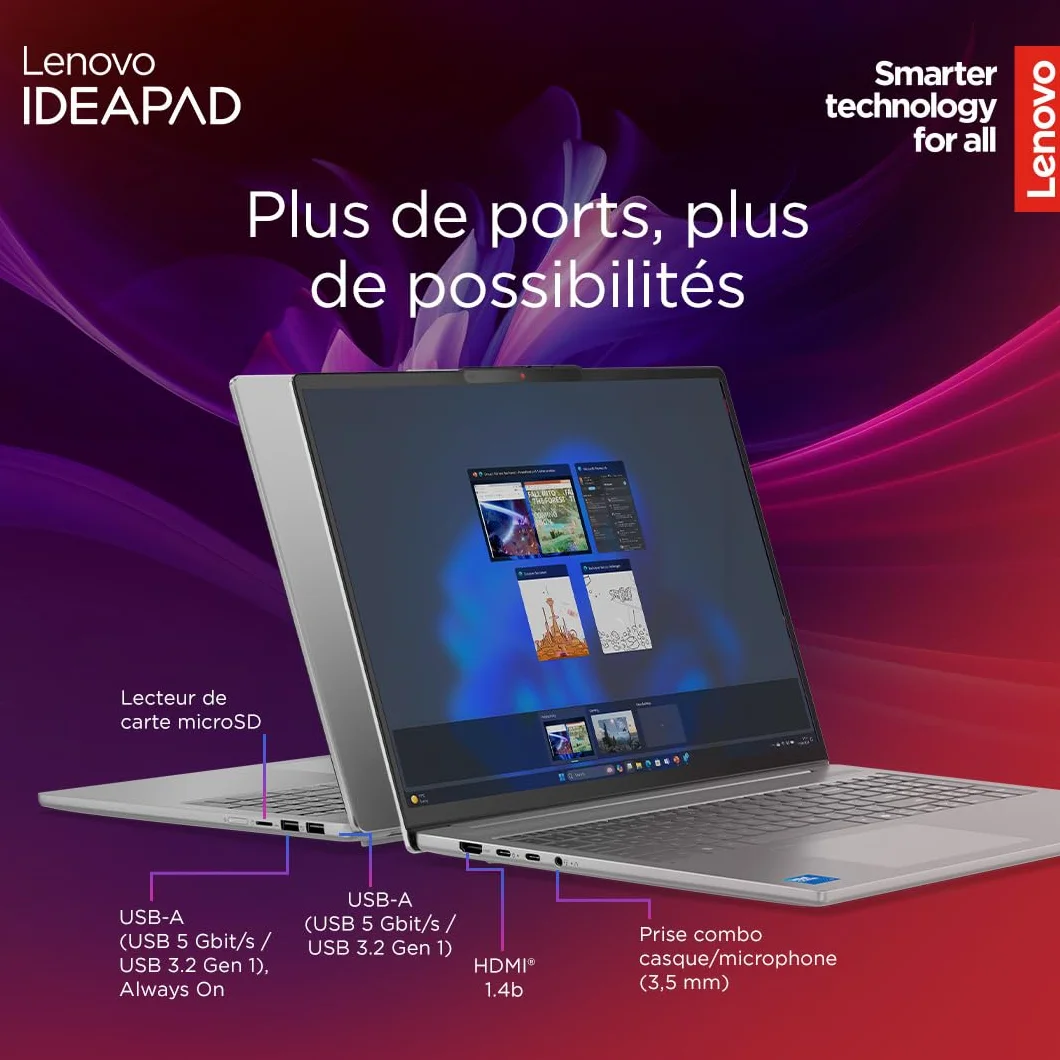 Lenovo IdeaPad Slim 5 14IRH10 Ordinateur Portable 14'' WUXGA Intel Core i7-13620H RAM 16Go SSD 512Go Windows 11 Home Clavier AZERTY Gris