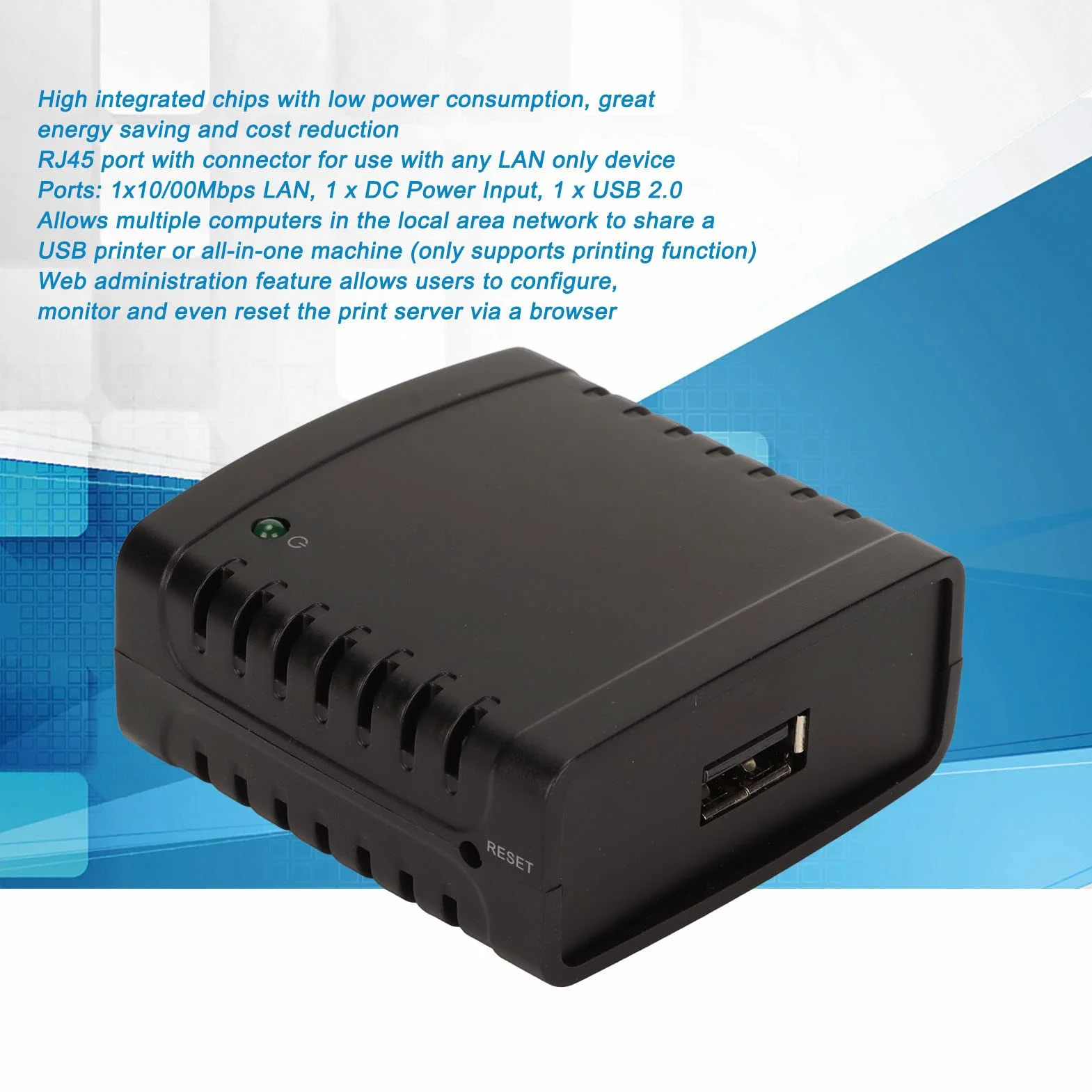 Serveur d'impression USB TCP IP LPR RJ45 10/100 Mbps partage réseau imprimante sans fil