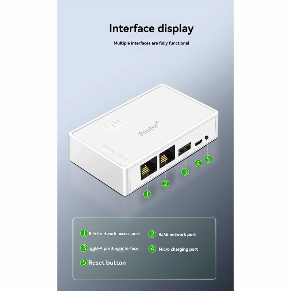 Serveur d'imprimante réseau USB sans fil RJ45 Partage d'impression