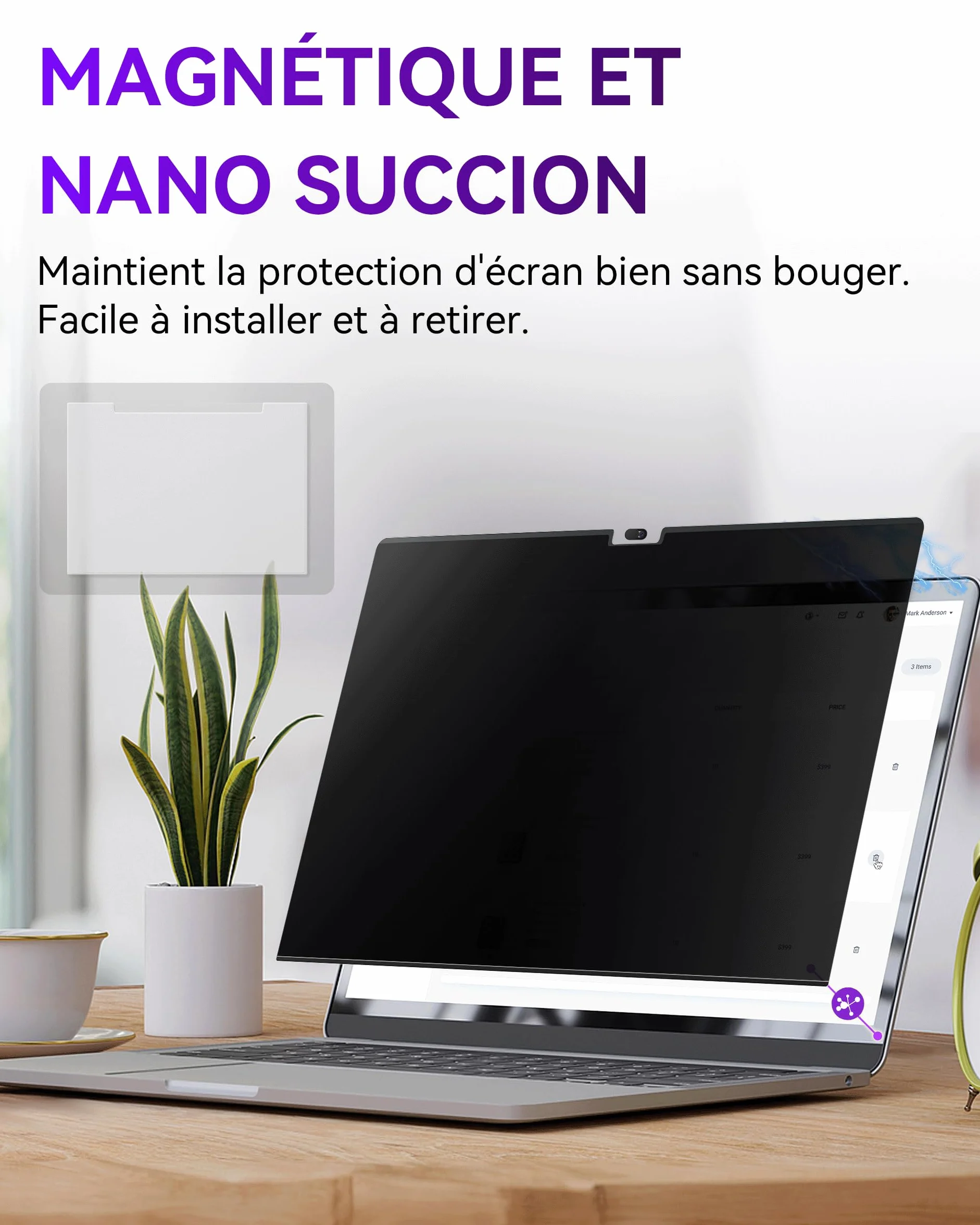 Filtre de Confidentialité Magnétique pour MacBook Pro 16 Pouces (2021-2026, M1-M5 Pro/Max), Anti-Espion et Anti-Lumière Bleue