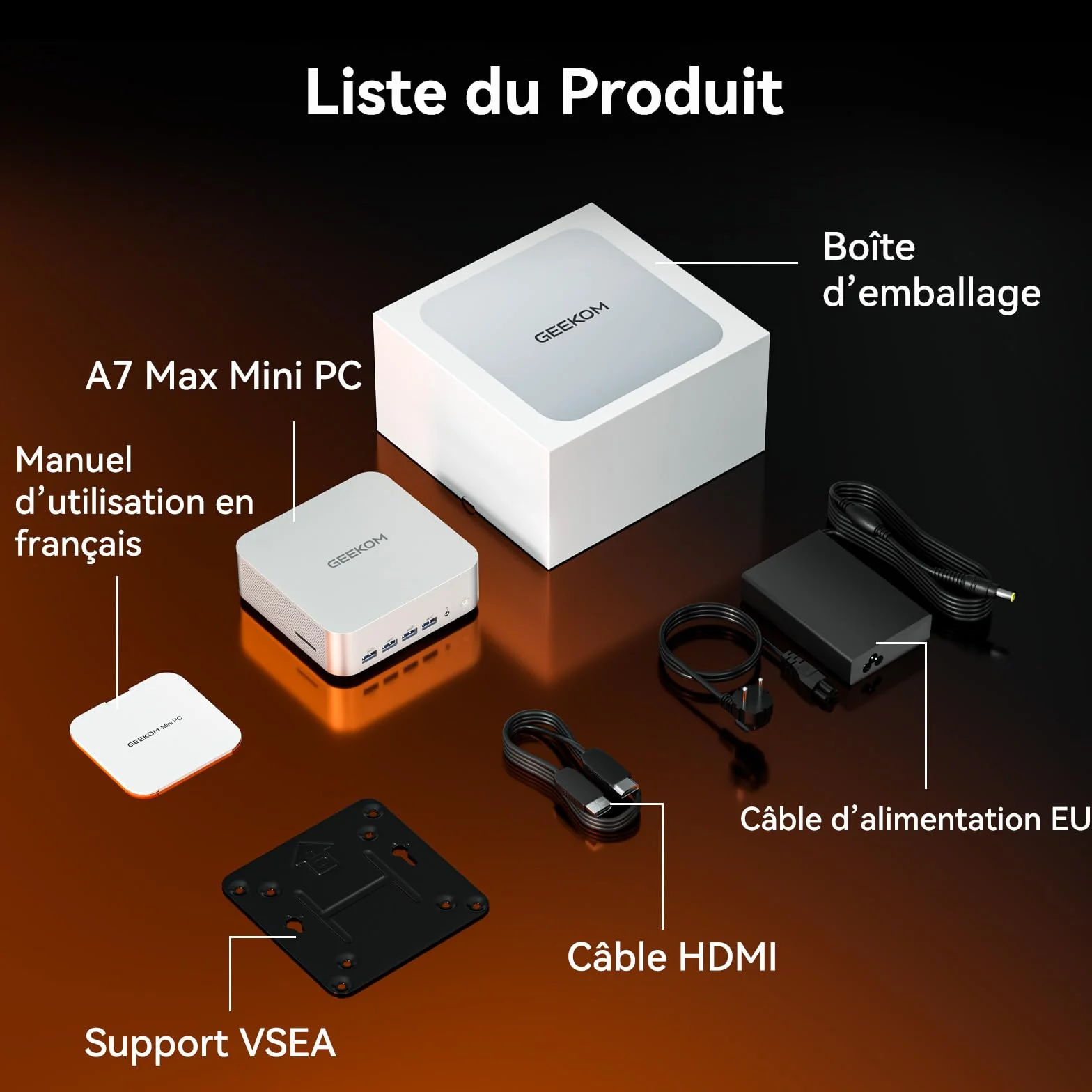 GEEKOM AI Mini PC A7Max 2026 Edition AMD Ryzen 9 7940HS Radeon 780M 1To SSD 16Go DDR5 RAM 2x2.5GbE USB4 Windows 11 Pro