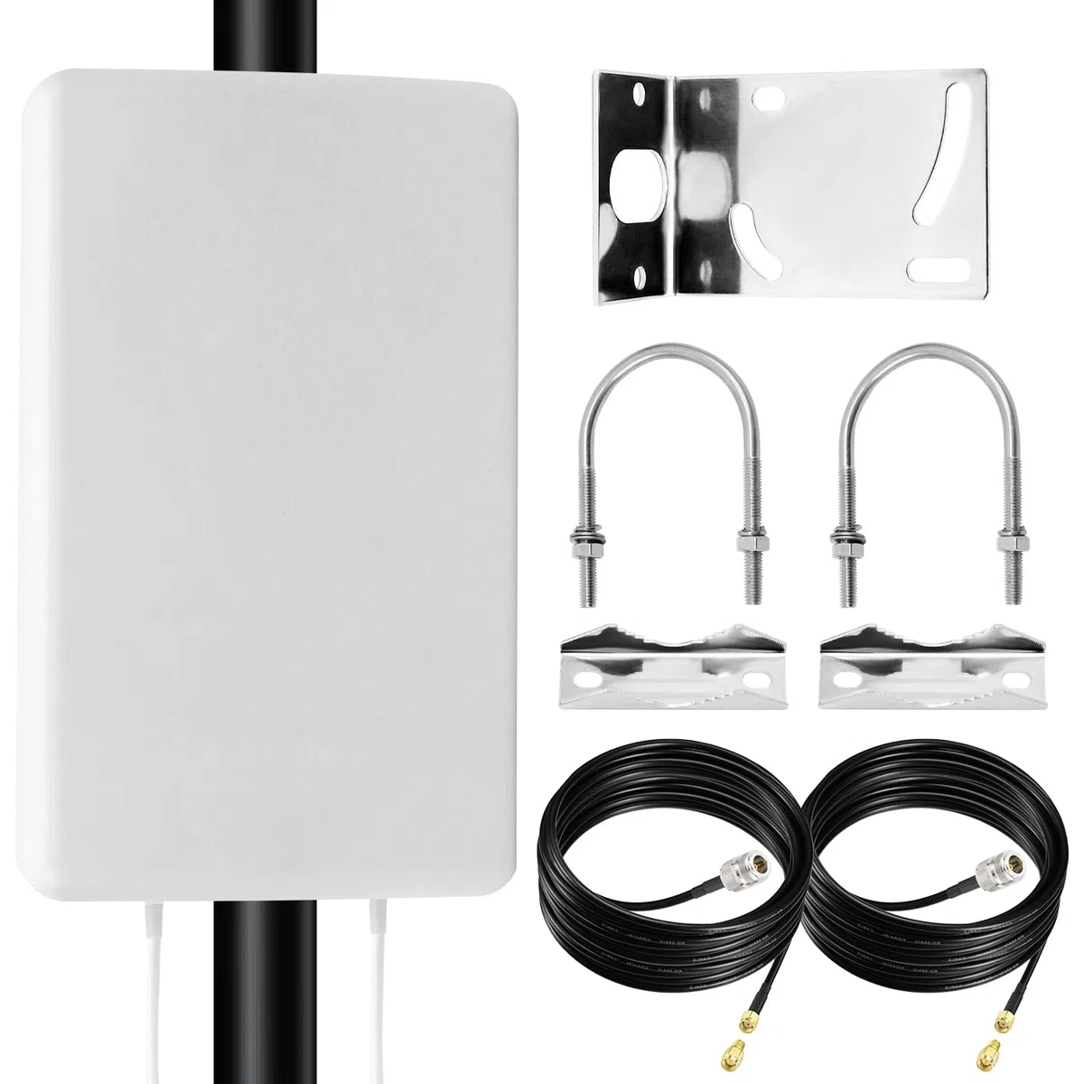 Antenne 4G 5G LTE Mimo Extérieure 18dBi 698-2700 MHz 3300-4000 MHz N-SMA TS9 Compatible Routeur 4G 5G Câble 2x10M