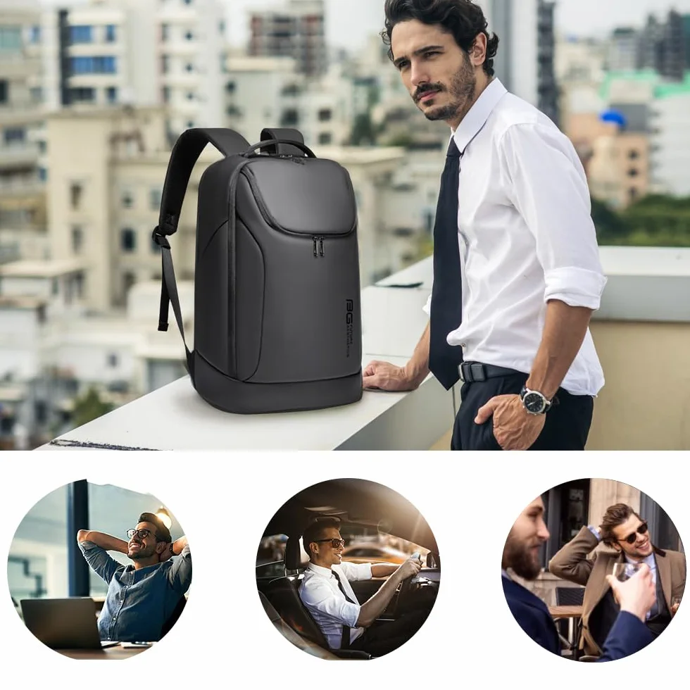 BANGE Business Smart Backpack Waterproof 15.6 Inch Laptop Travel Durable Black