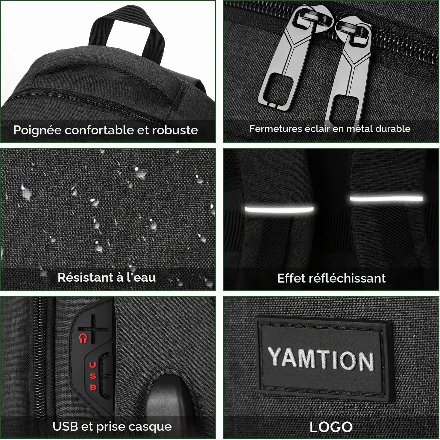 YAMTION Sac à Dos Scolaire Cartable Collège Lycée Université Homme Ado