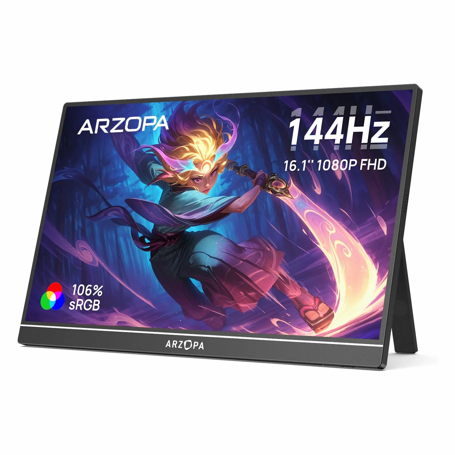 ARZOPA Écran Portable 16,1" 144 Hz 106% sRGB 1920×1080P FHD HDR Ultra Fin