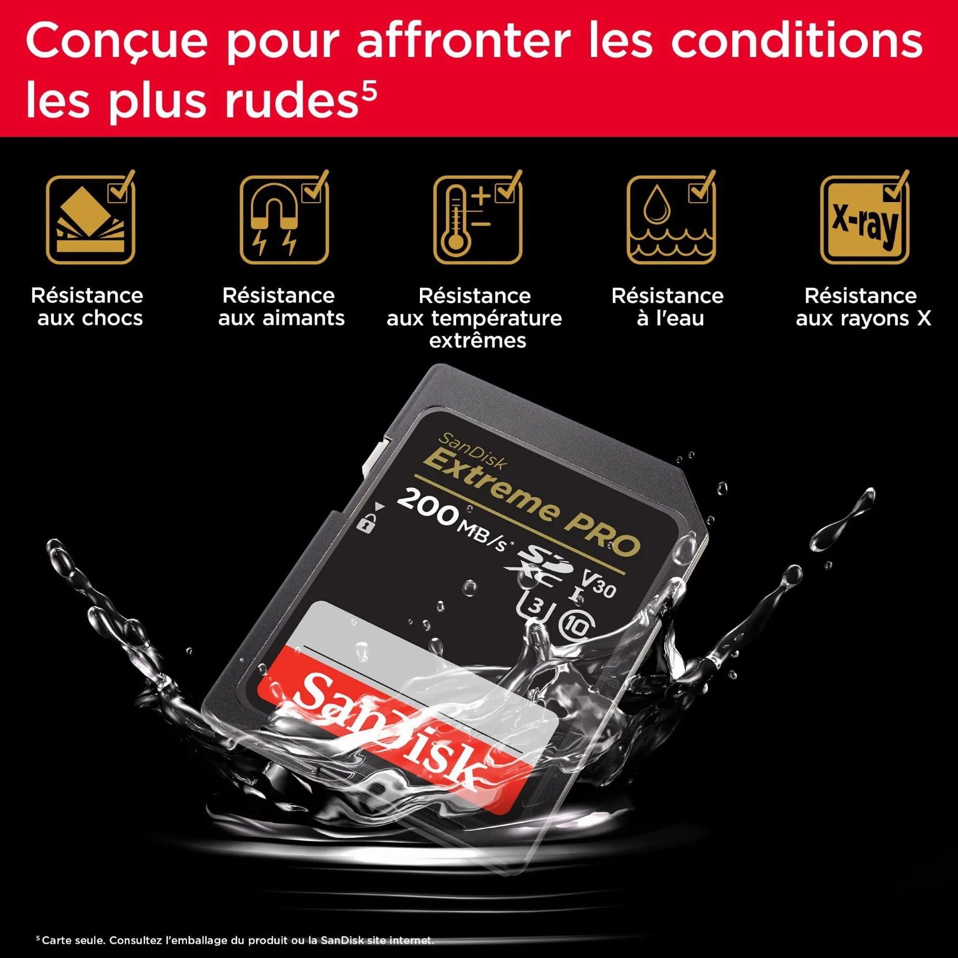 SanDisk Extreme PRO 128 Go Carte SDXC UHS-I U3 V30 200 Mo/s