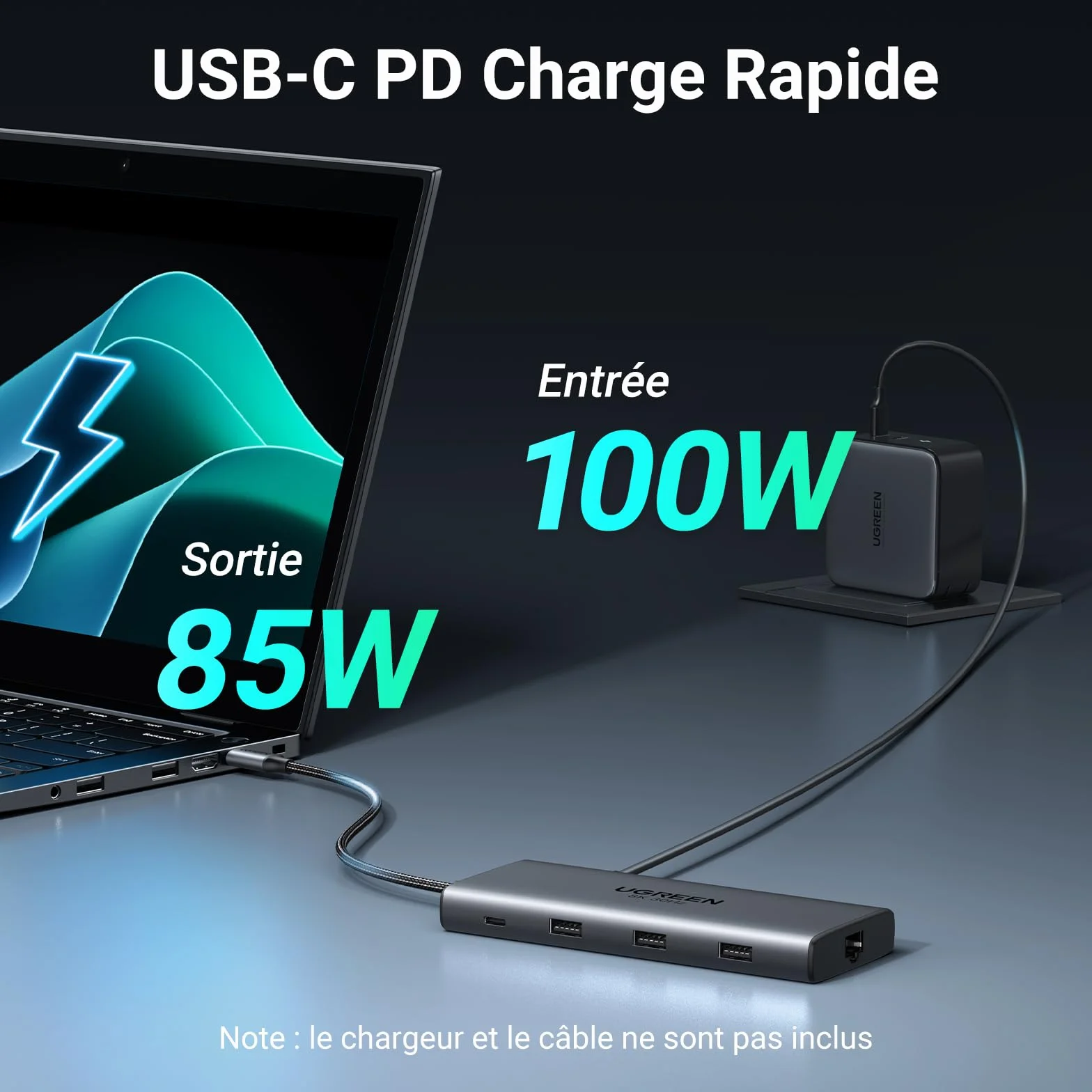 UGREEN Revodok Pro 210 Hub USB C Double HDMI 4K60Hz 8K30Hz 10 en 1 Docking Station Ethernet Gigabit PD 100W Charge Lecteur SD TF