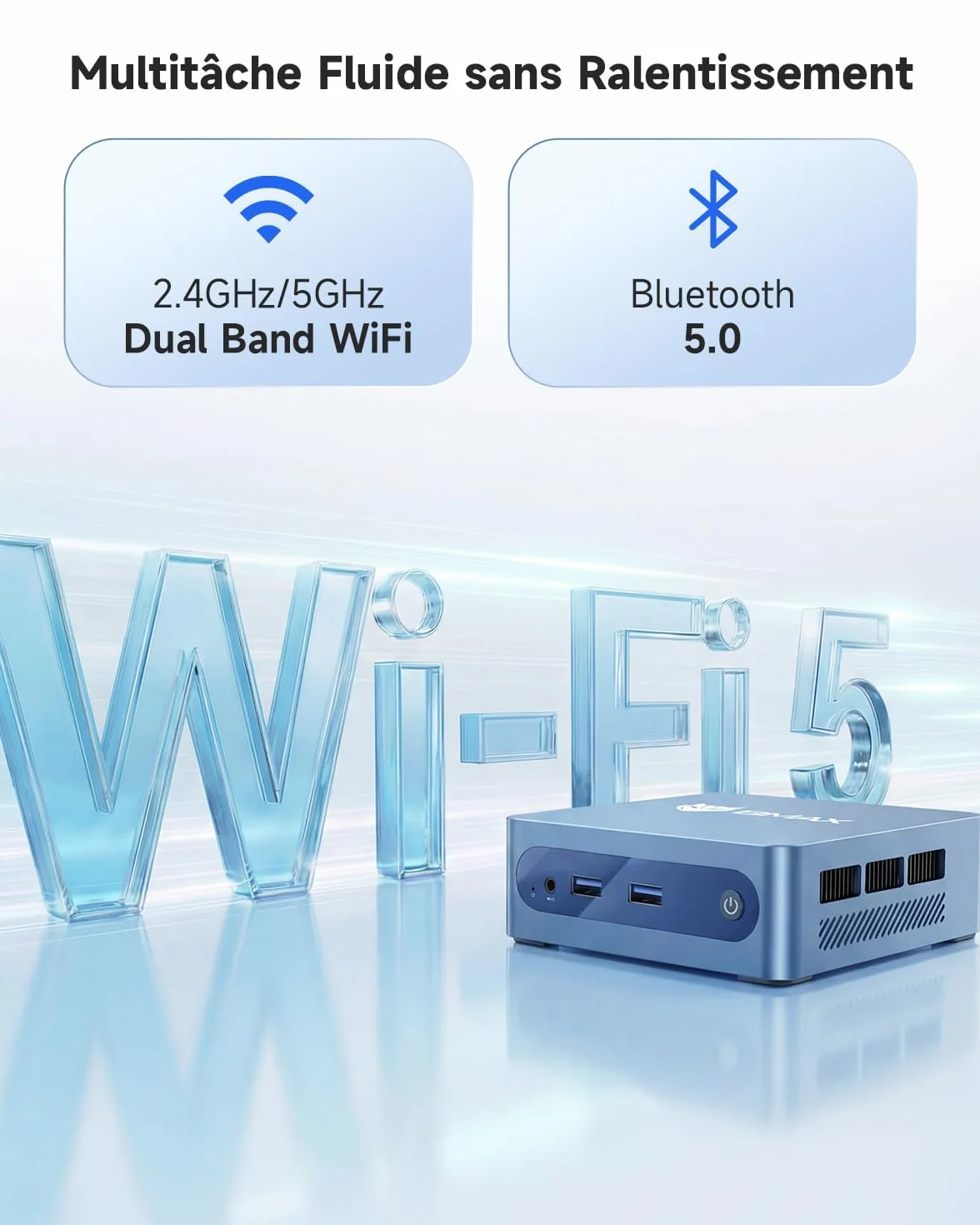 BMAX B1Plus Mini PC Win 11 Intel Celeron J3355 6 Go LPDDR3 RAM 128 Go eMMC SSD Ordinateur Bureau Double écran WiFi 5 BT5.0
