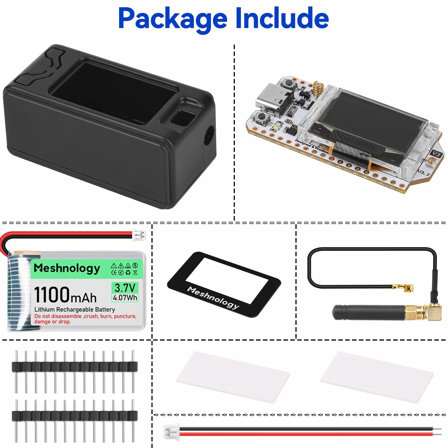 ESP32 LoRa V3 SX1262 placa de desarrollo 915 MHz antena 1100 mAh batería funda cable USB Mesh Tastic Arduino LoRaWAN IOT N30