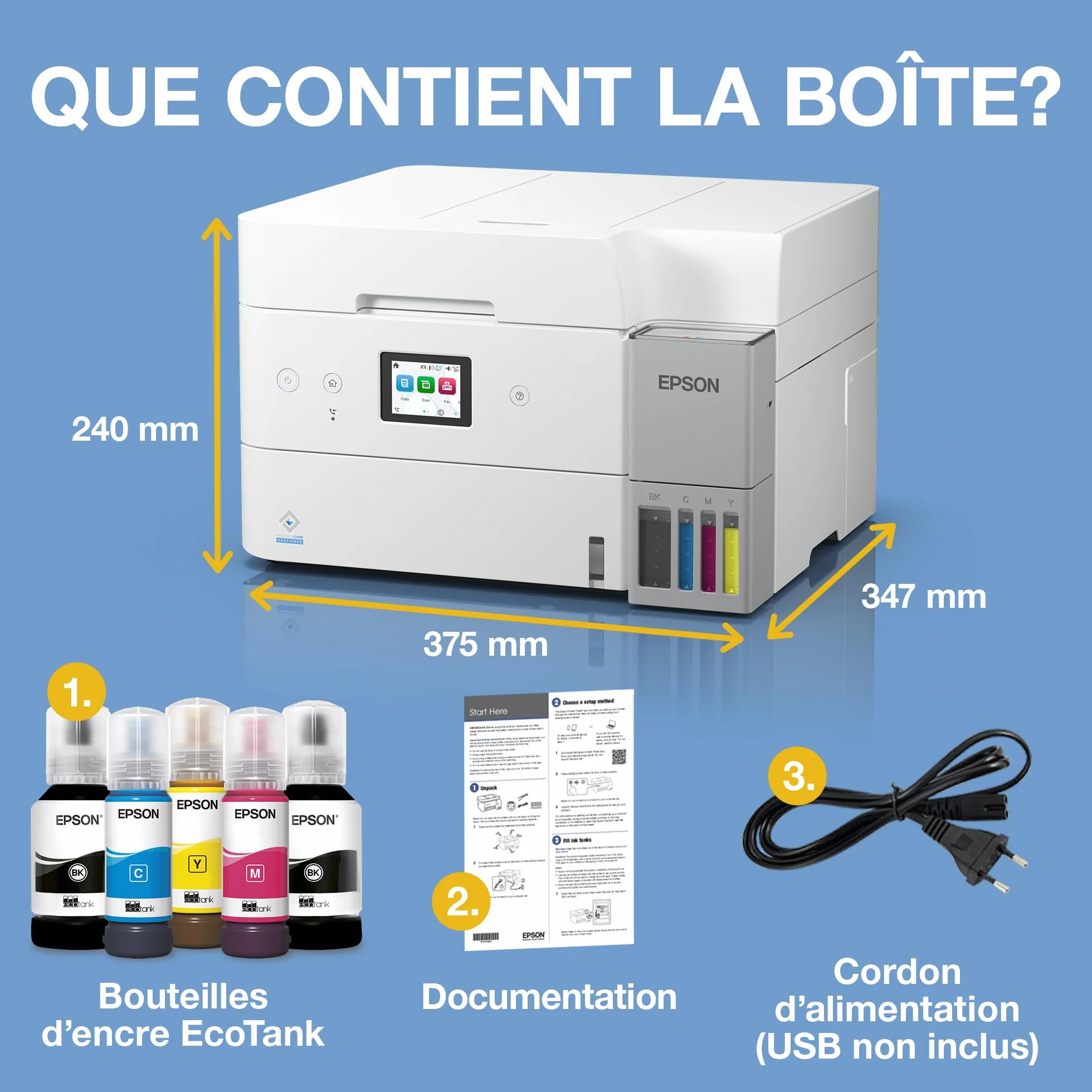 Epson EcoTank ET-4956 Imprimante Multifonction A4 Wi-Fi Ethernet Recto Verso Écran Tactile ADF