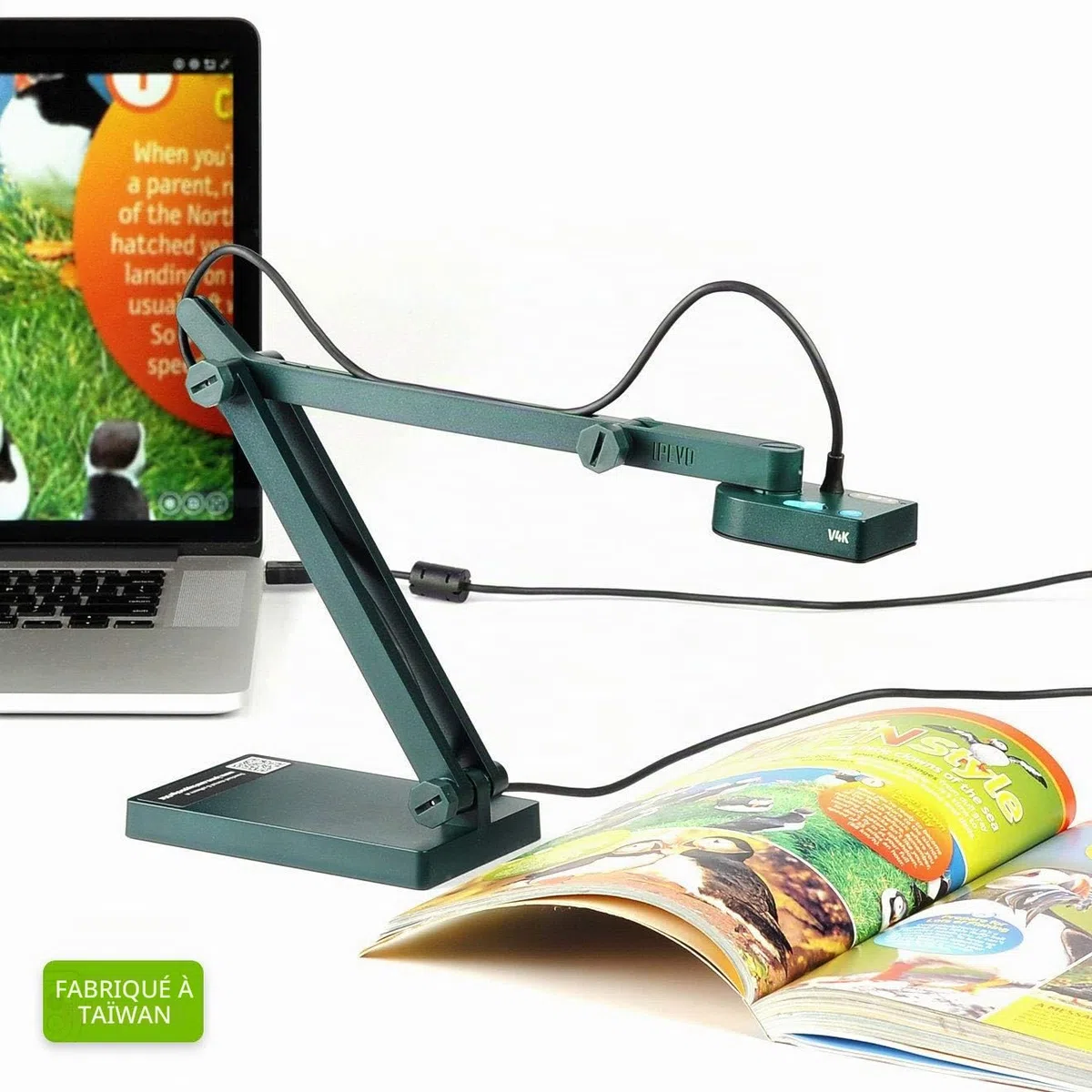 IPEVO V4K 8MP Caméra de documents USB ultra haute définition pour Mac OS, Windows, Chromebook