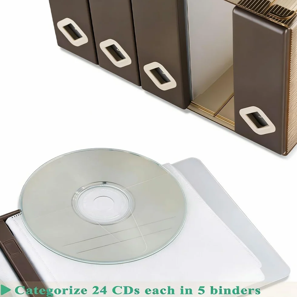 AhfuLife Boîte de Rangement Colorée pour CD ou DVD 120 Disques, Marron