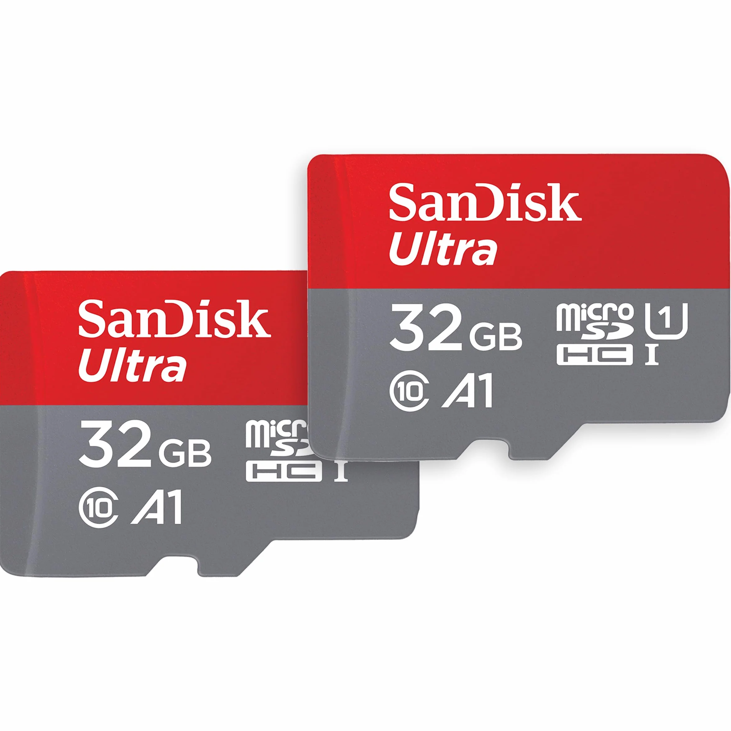 SanDisk Ultra 32GB microSDHC Memory Card with SD Adapter A1 Class 10 U1 Twin Pack