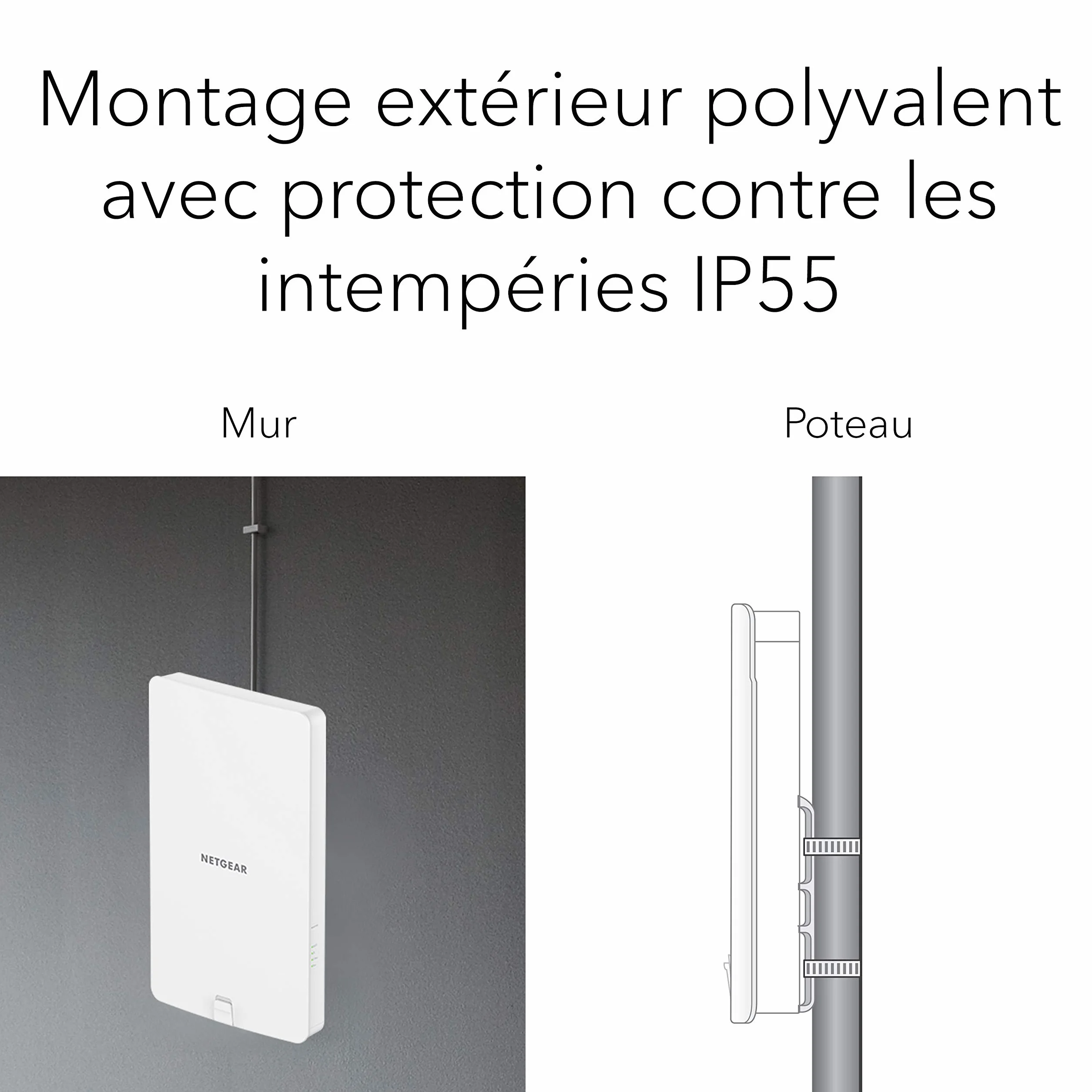 NETGEAR WAX610Y Point d'accès WiFi 6 Bi-Band AX1800 Extérieur, IP55, Ethernet 2.5G, PoE+