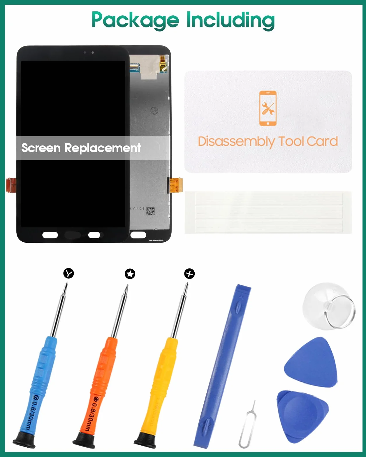 Écran LCD de rechange Samsung Galaxy Tab Active3 SM-T570 Touch Digitizer Kit WiFi Noir
