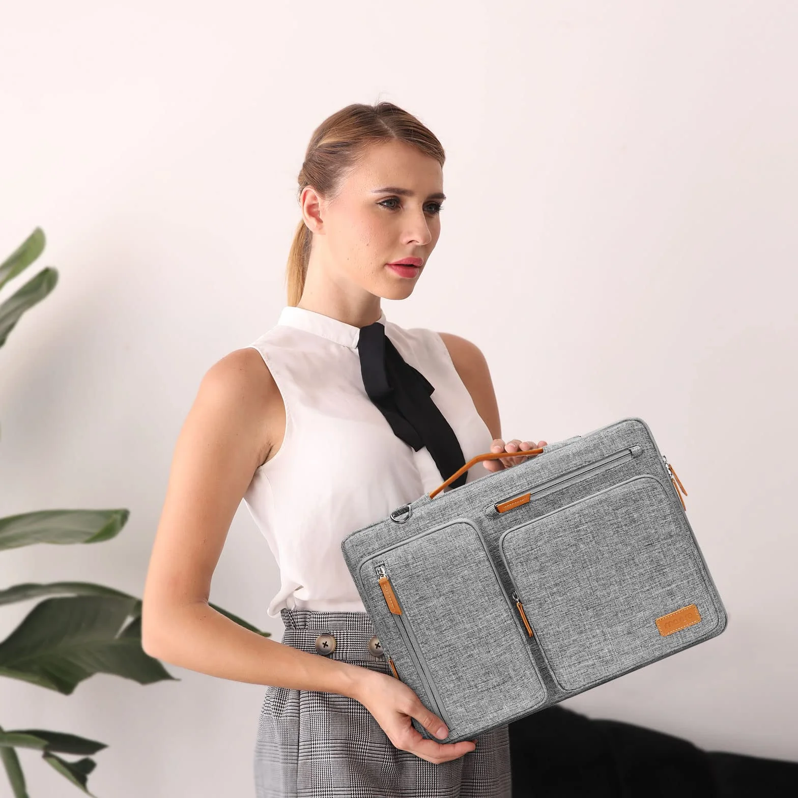 MOSISO Sacoche Ordinateur Portable Sac Messager Côté Ouvert 4 Poches Zipper Poignée
