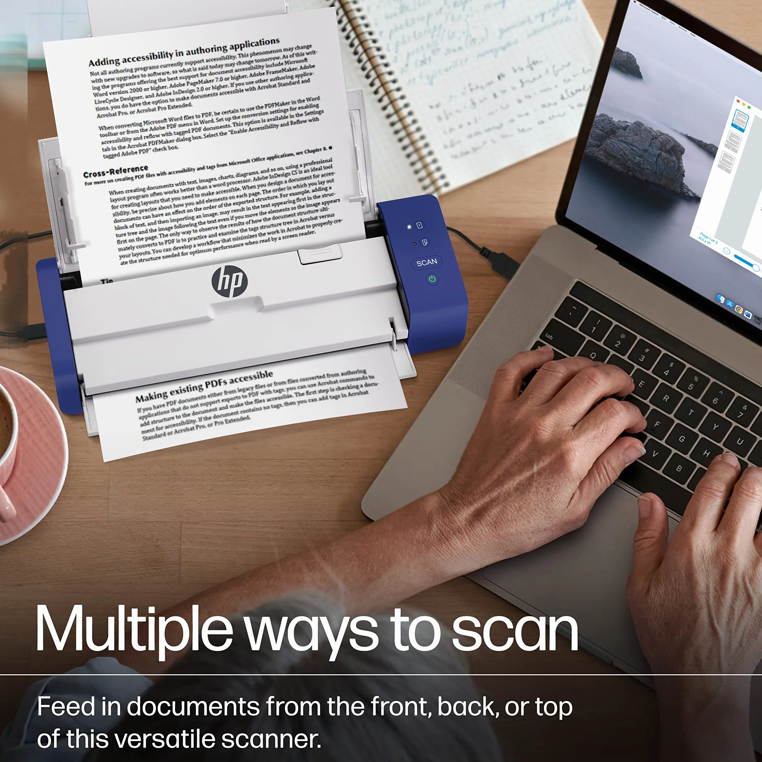 HP Scanner de Documents Portable Duplex USB avec Plateau à Flux Automatique