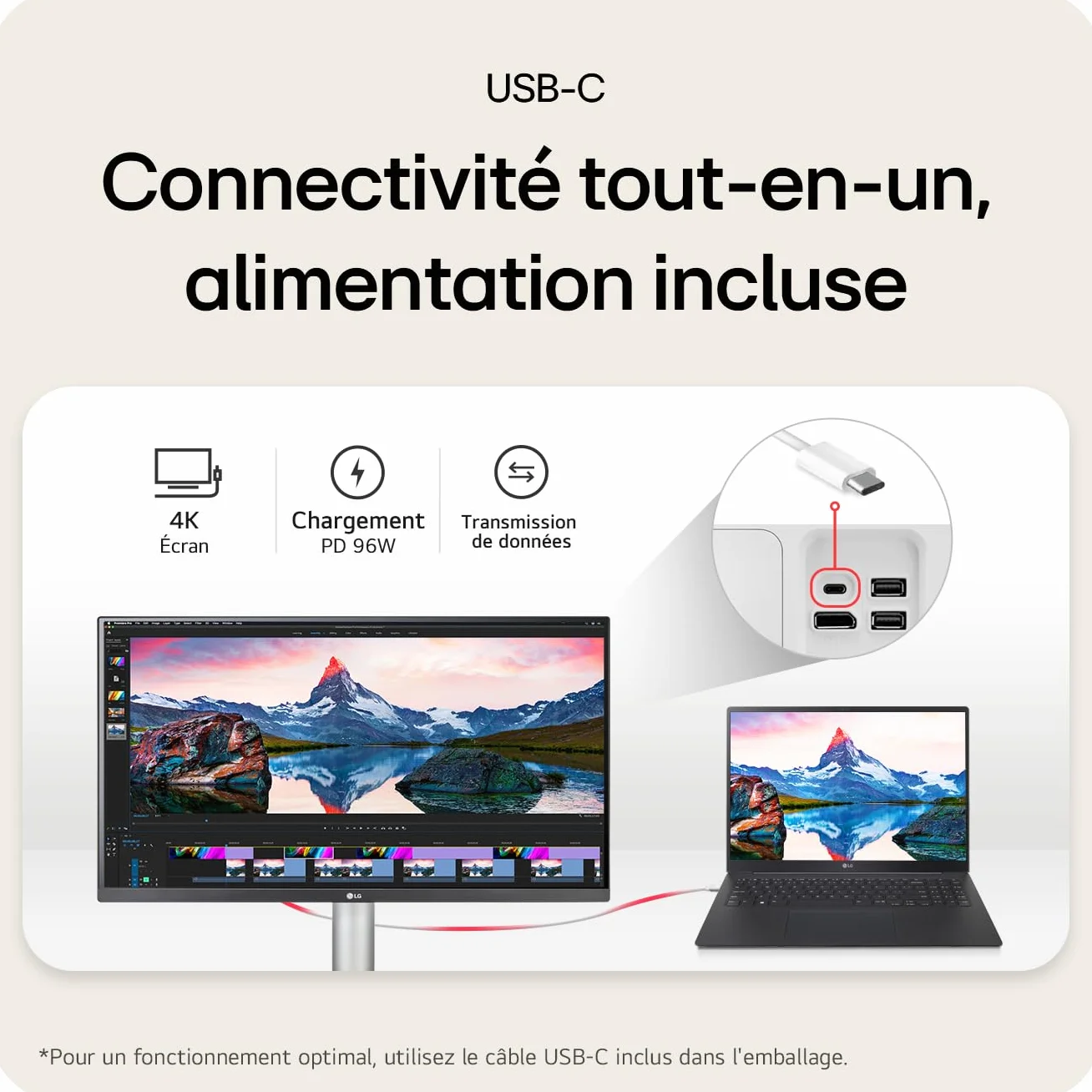 LG Ultrafine 27UP850K-W Ecran PC 4K 27" IPS UHD 3840x2160 5ms GtG 60Hz DisplayHDR 400 DCI-P3 95%