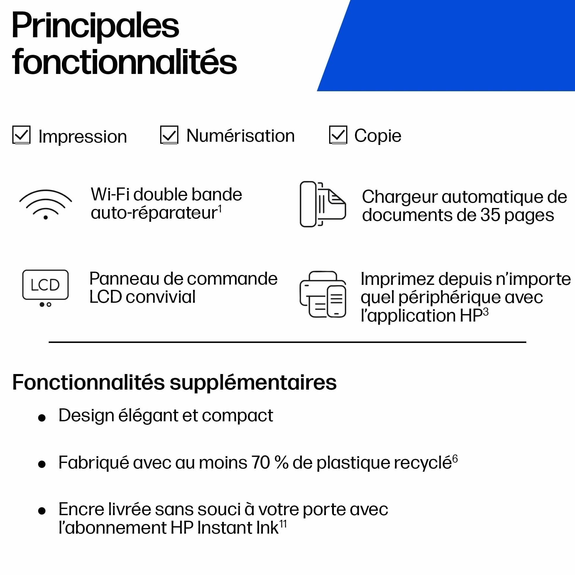 HP DeskJet 4320 Imprimante Multifonction Jet d'Encre A4 Couleur Wi-Fi ADF Noir