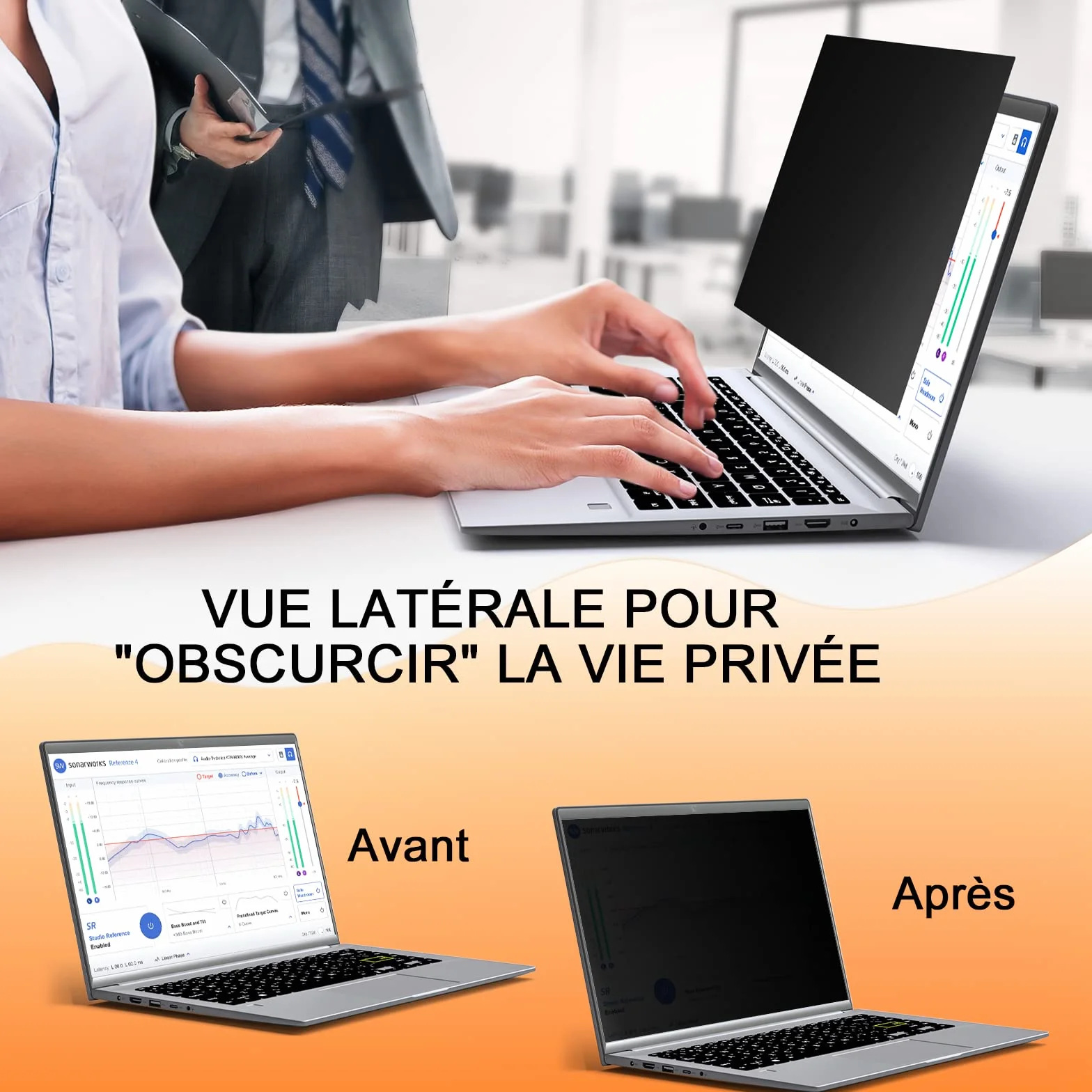 Filtre de Confidentialité 16 Pouces 16:10, Protection Écran Anti-Lumière Bleue Amovible pour Ordinateur Portable HP/Dell/Acer/Lenovo/Thinkpad/Samsung/ASUS/LG