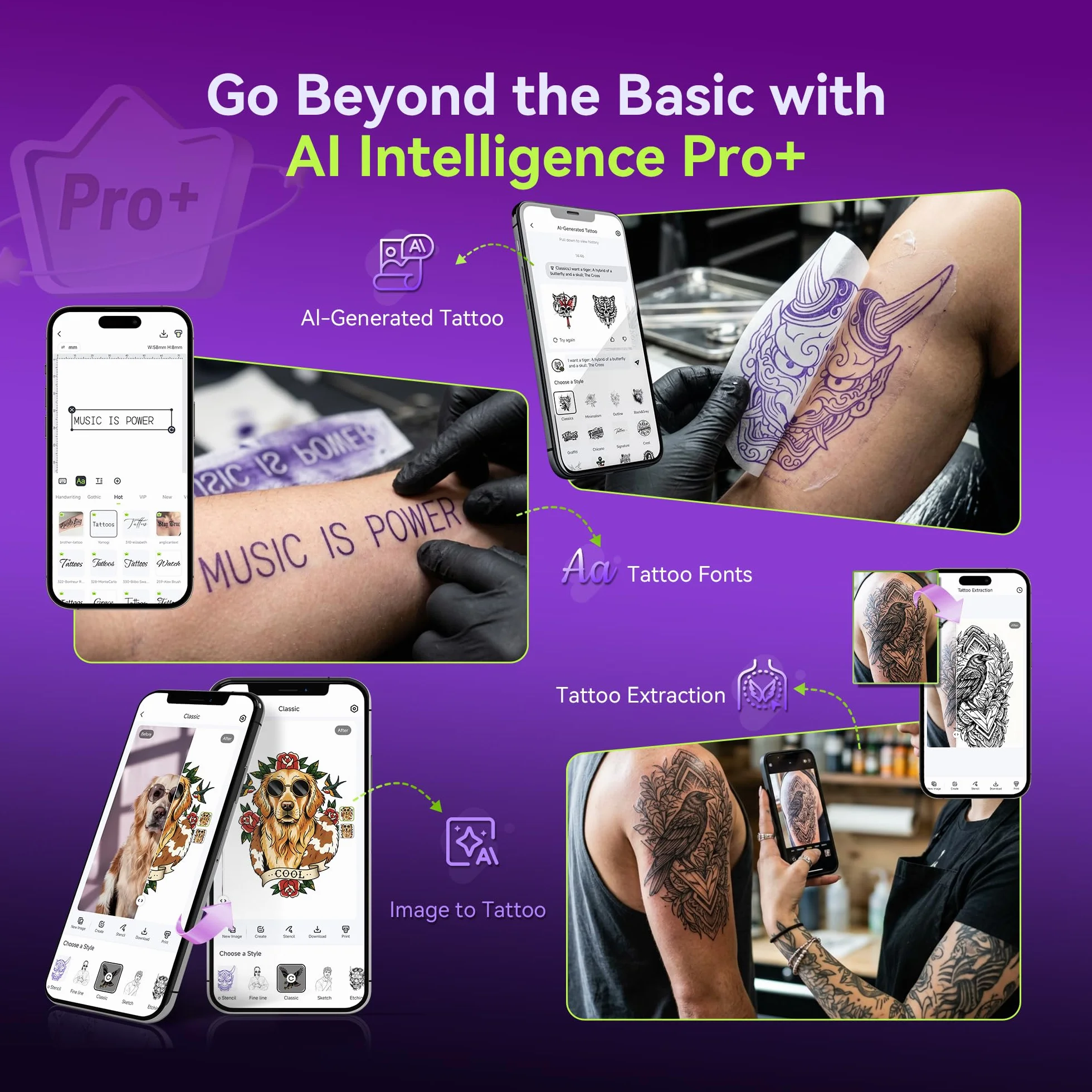 Phomemo TP31 Imprimante Tatouage avec 120 Feuilles Papier Transfert Compatible iOS Android