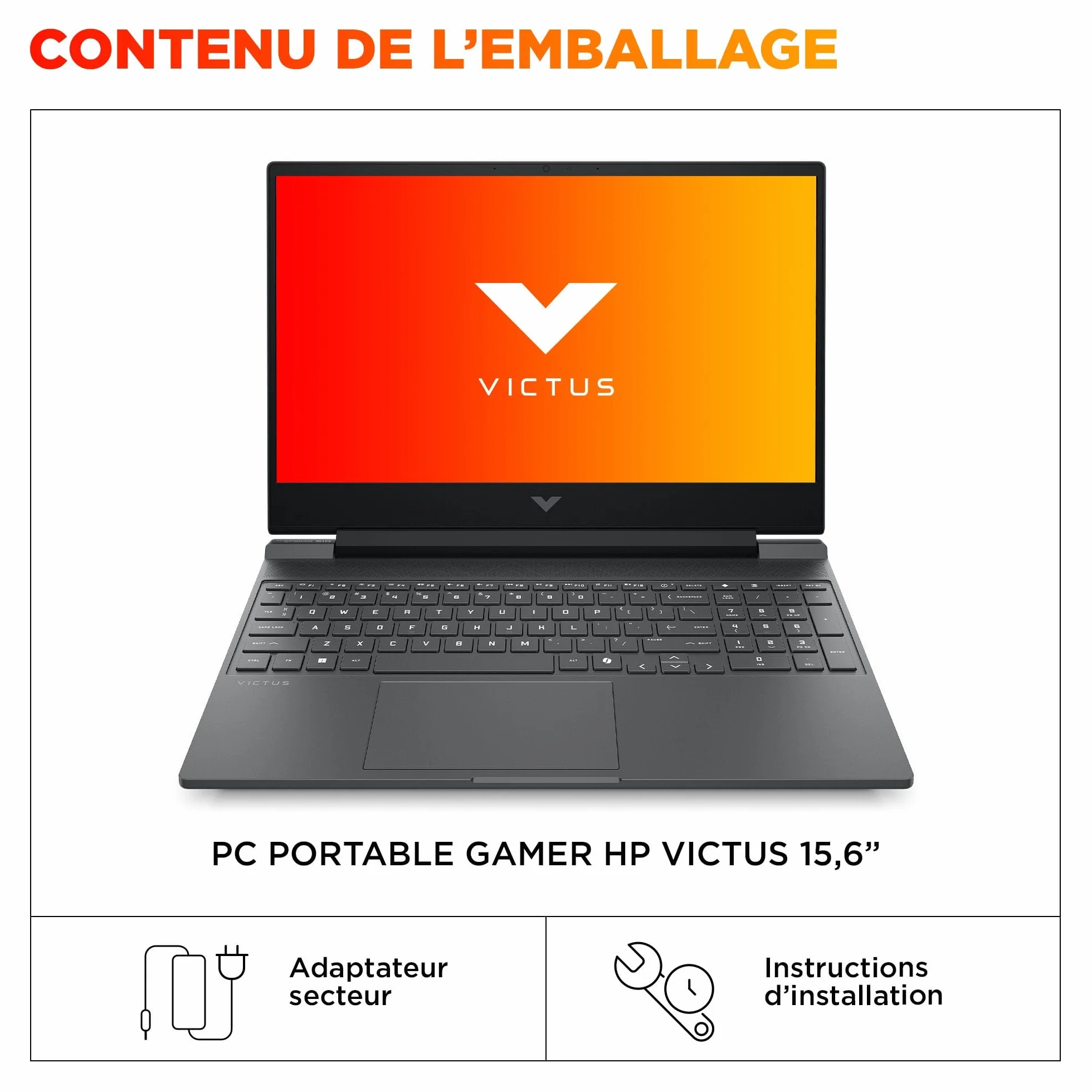 HP Victus 15-fb3003sf Ordinateur Portable Gaming 15,6" FHD IPS 144 Hz PC Portable Gamer AMD Ryzen 7 744H 16 Go RAM SSD 512 Go Nvidia GeForce RTX 4050 6Go Windows 11 Gris AZERTY